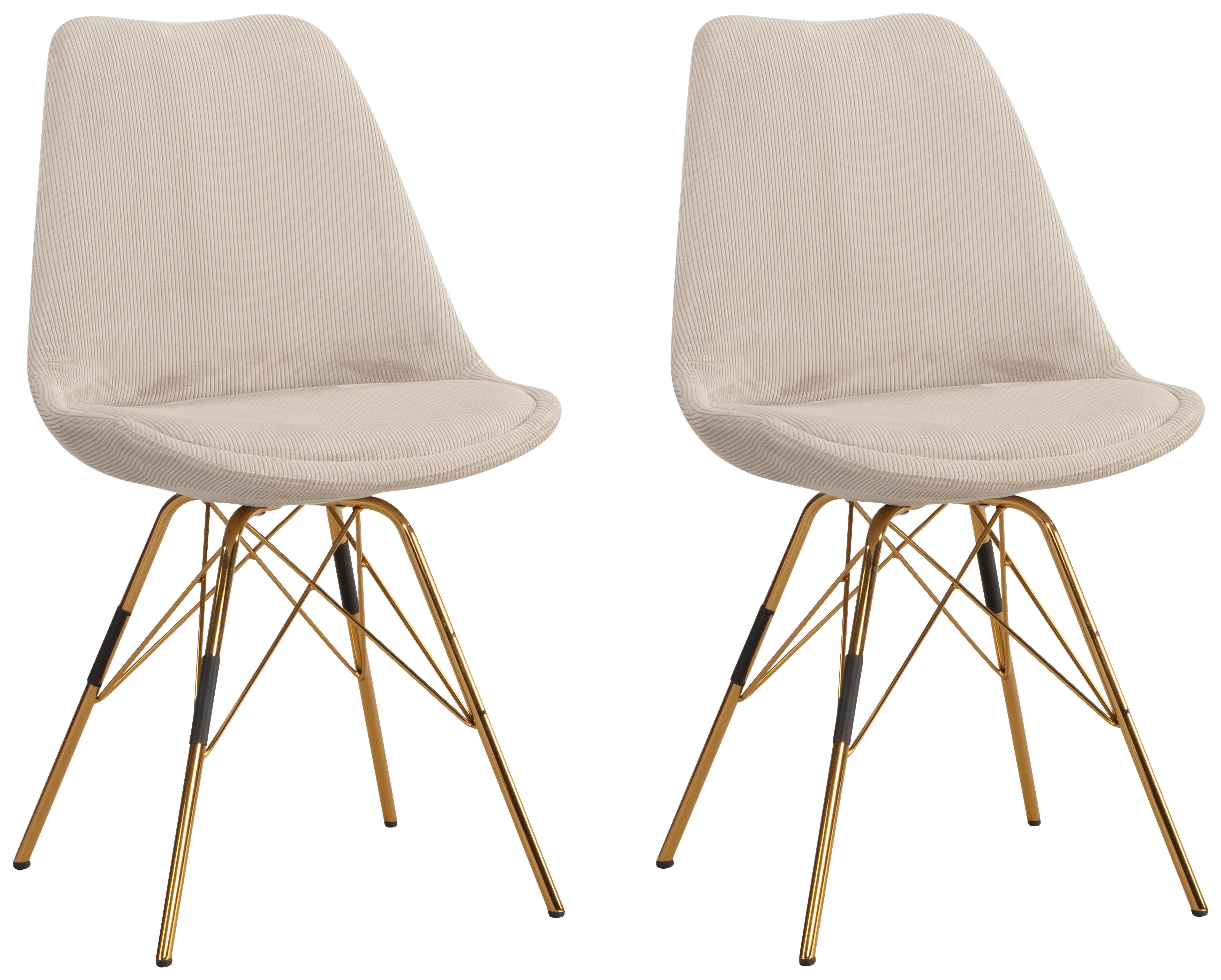 Set Naslanjačev Cara - zlate barve/bež, Moderno, kovina/tekstil (48/85/58cm) - MID.YOU