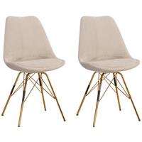 Set Naslanjačev Cara - zlate barve/bež, Moderno, kovina/tekstil (48/85/58cm) - MID.YOU