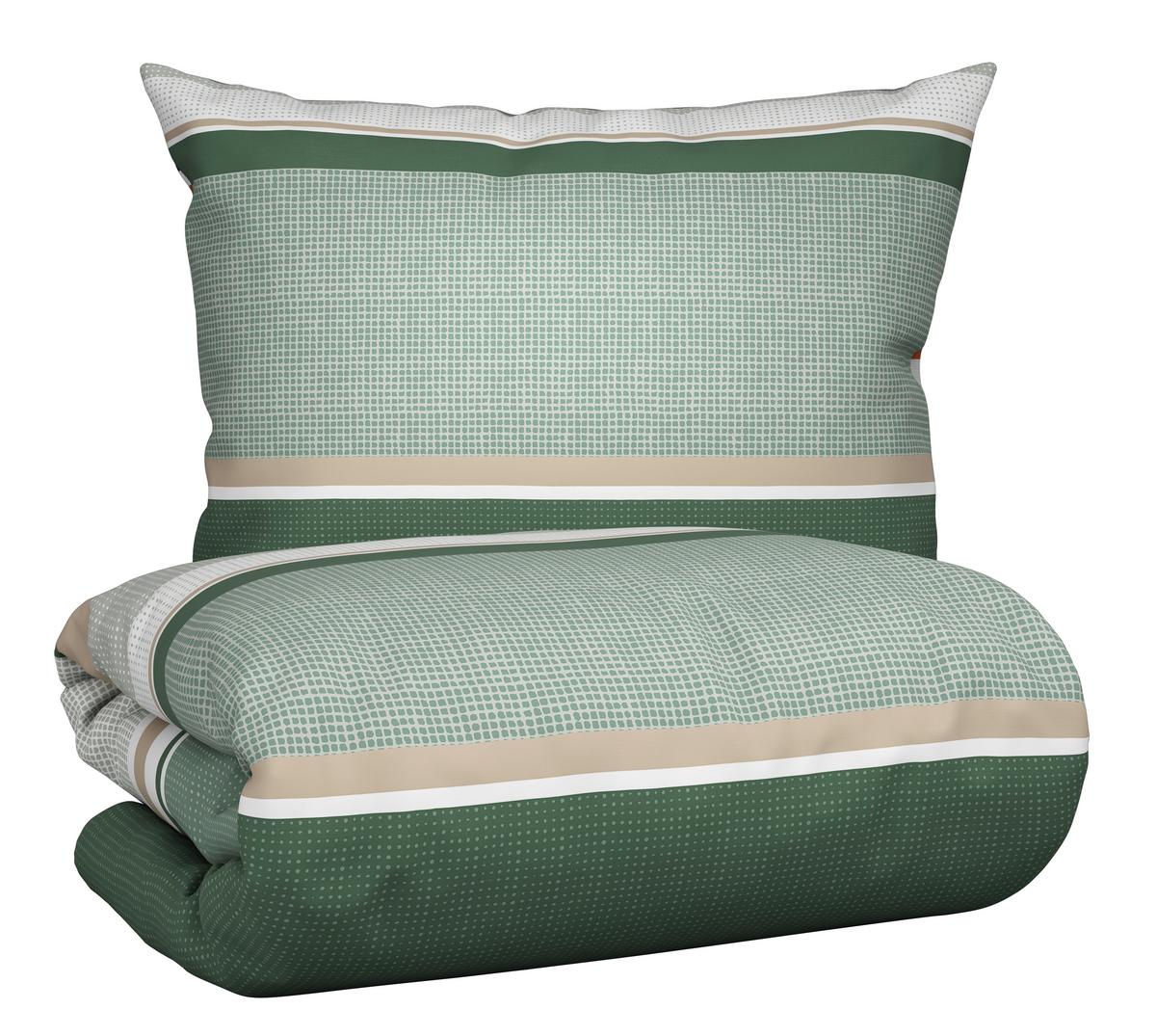 BETTWÄSCHESET DAVID - Beige/Grün, Natur, Textil (160/210cm) - Modern Living