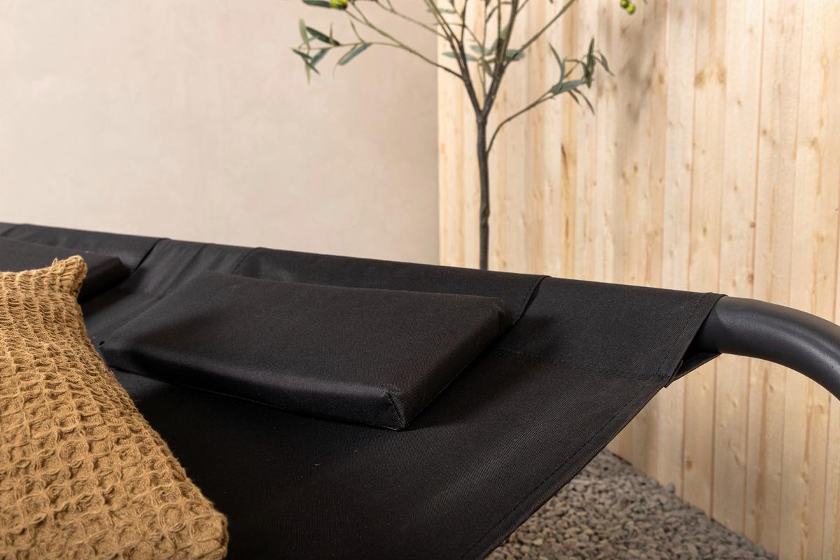 Sonnenliege Gordo ca. 180x48x200 cm Schwarz - Schwarz, KONVENTIONELL, Textil/Metall (180/48/200cm) - Gardenson