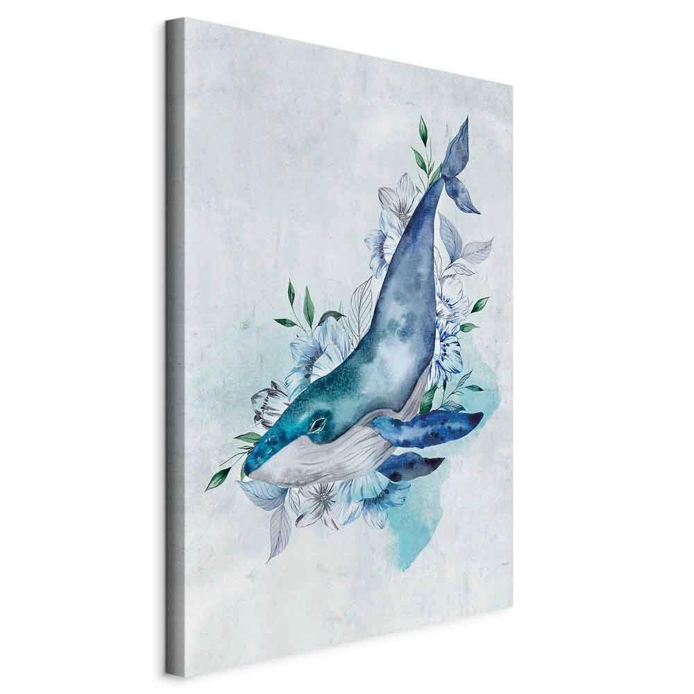 Slika Na Platnu Mr. Whale - pastelno modra/sivobela, Basics, tekstil/les (80/120/1.2cm) - artgeist