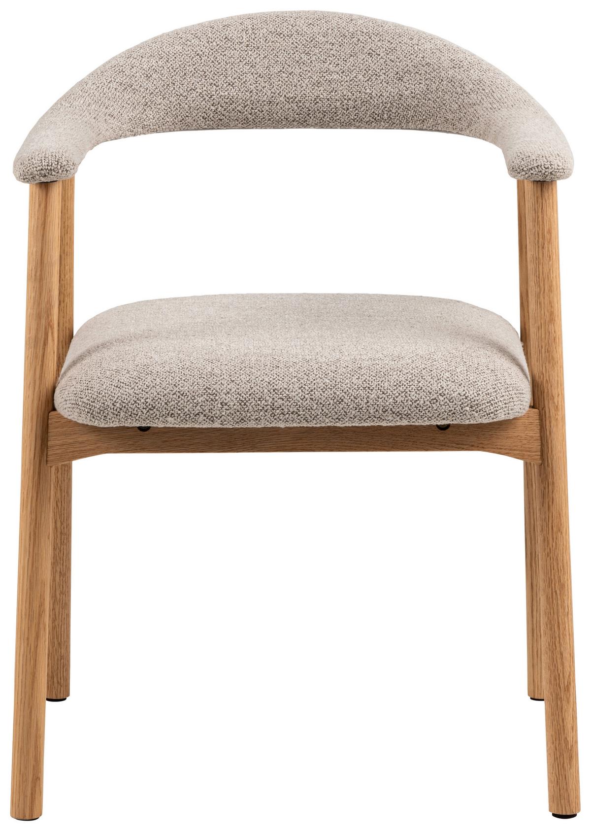 KRZESŁO Z PODŁOKIETNIKAMI ADDI - kolor dębowy/greige, Trend, tkanina/drewno (56/75,5/54cm) - MID.YOU