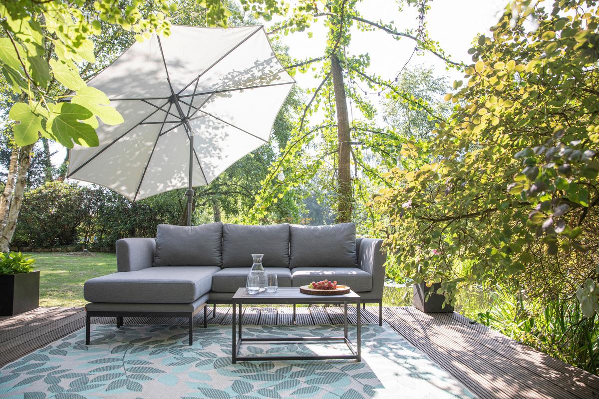 Sonnenschirm Ø 300 H: 238 cm Anthrazit/Grau - Anthrazit/Grau, KONVENTIONELL, Textil/Metall (300/300cm) - Siena Garden