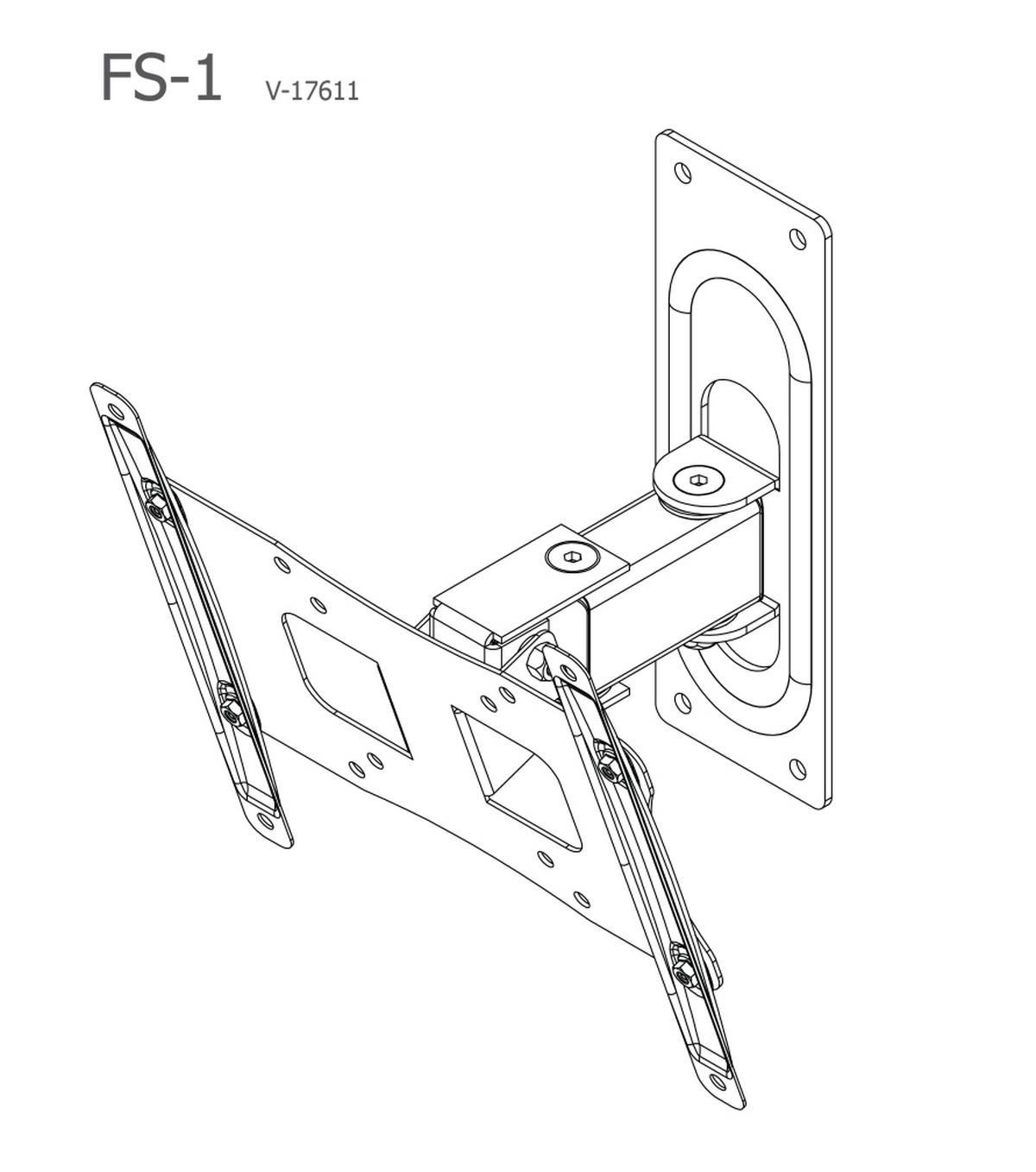 TV-Wandhalter FS 1 in ca. 25x22 cm Silber - Silberfarben, KONVENTIONELL, Metall (24,33/22/9,6cm) - MID.YOU