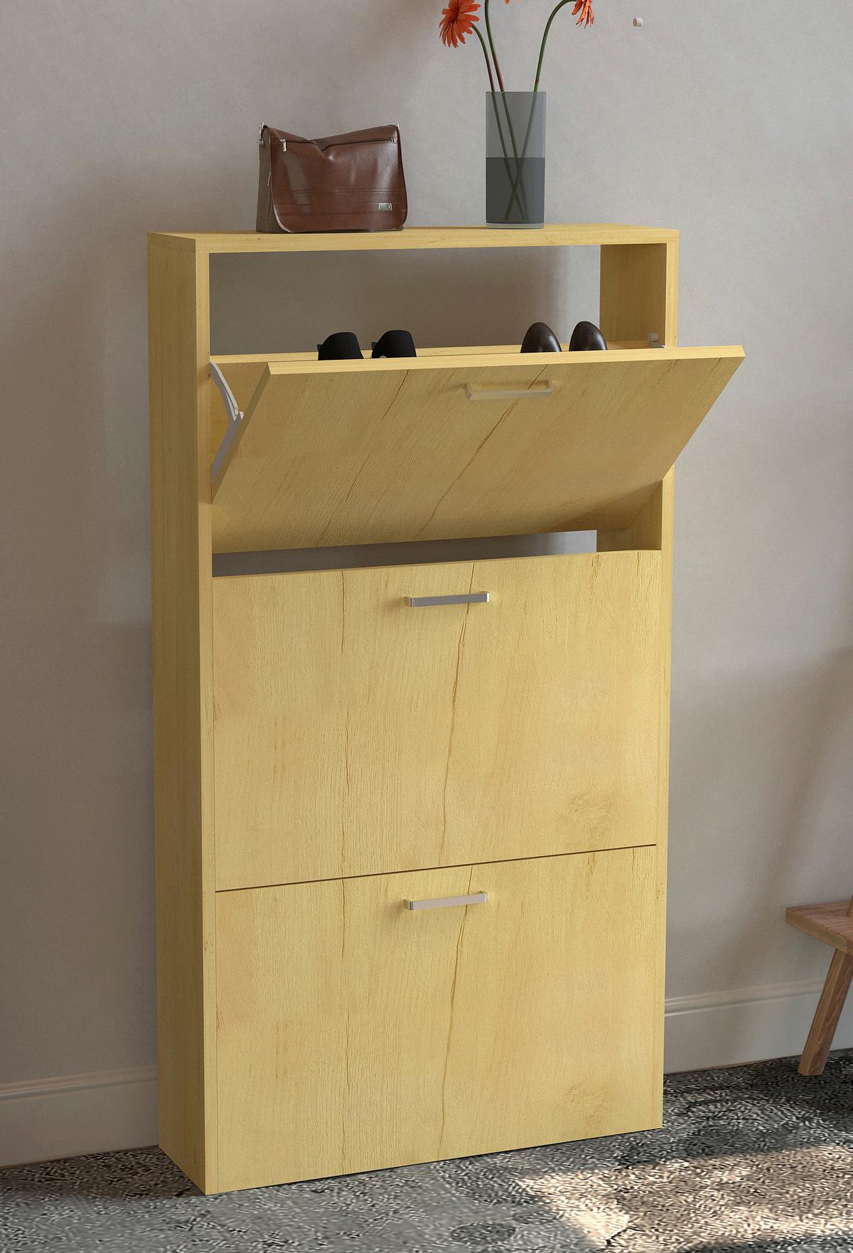Omara Za Čevlje Sulos M, Barva Hrasta - srebrne barve/medeni hrast, Design, umetna masa/leseni material (50/108/17cm) - MID.YOU