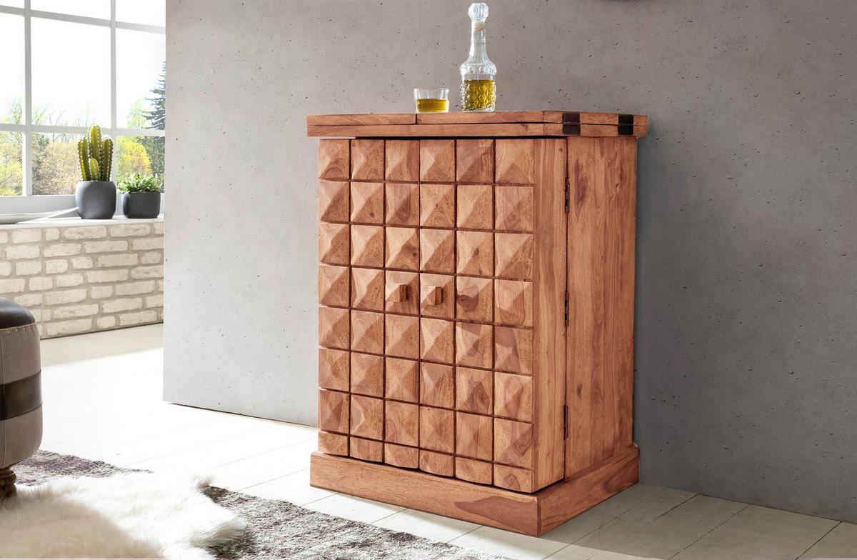 Barschrank ca. 64x91 cm Akazie massiv - Akaziefarben, Design, Holz (65/91/50cm) - MID.YOU