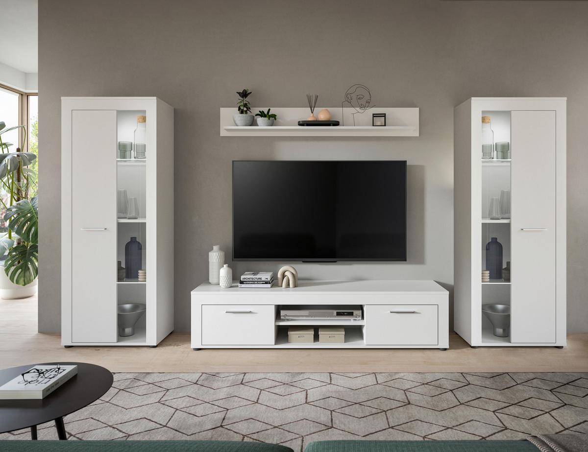 ANSAMBLU MOBILIER CAMERA DE Z JAM - alb, Design, sticlă/material pe bază de lemn (310/159/35cm) - Modern Living