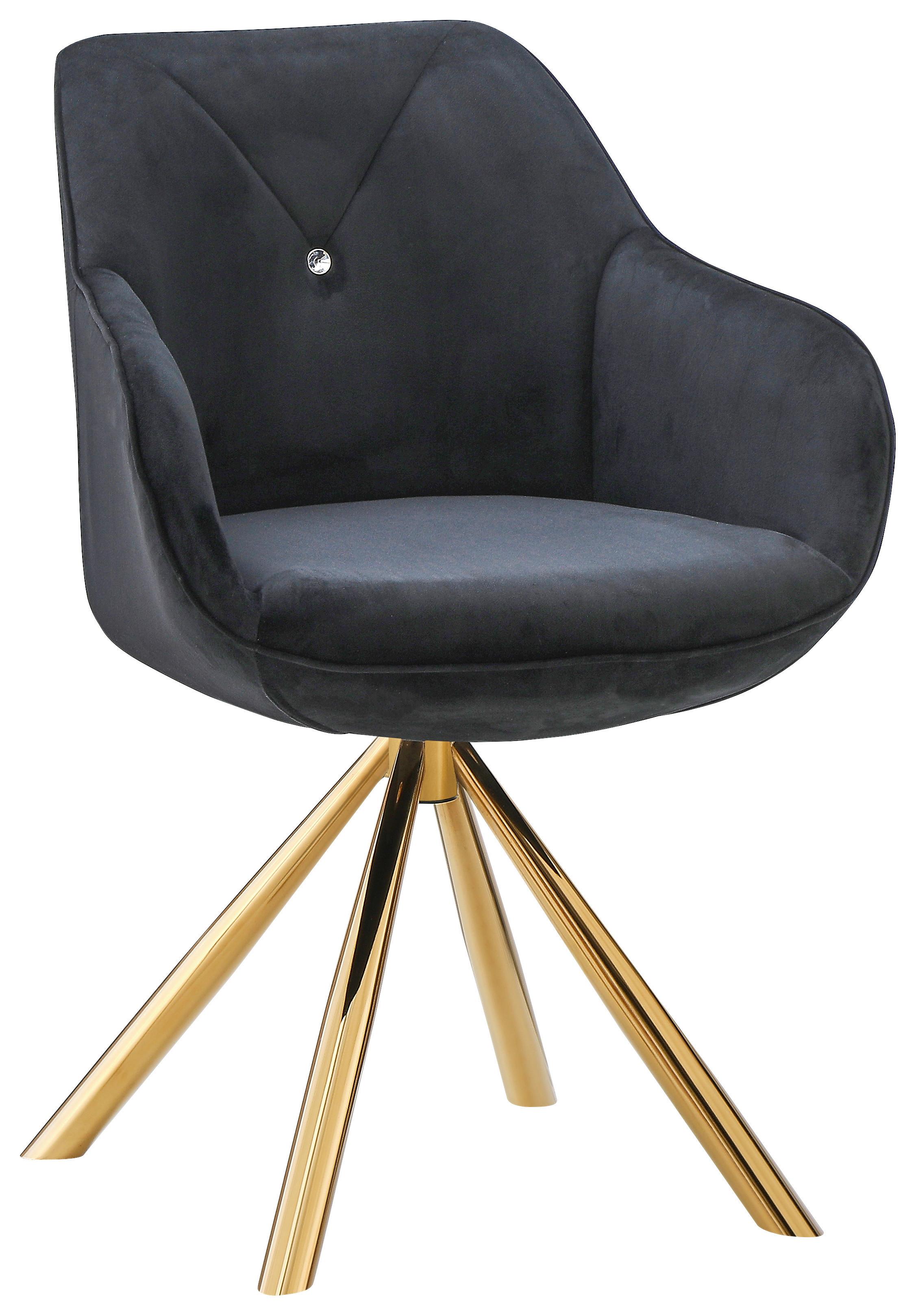 Armlehnstuhl Relax Gold Schwarz/Goldfarben - Goldfarben/Schwarz, LIFESTYLE, Textil/Metall (60/84/61cm) - Premium Living