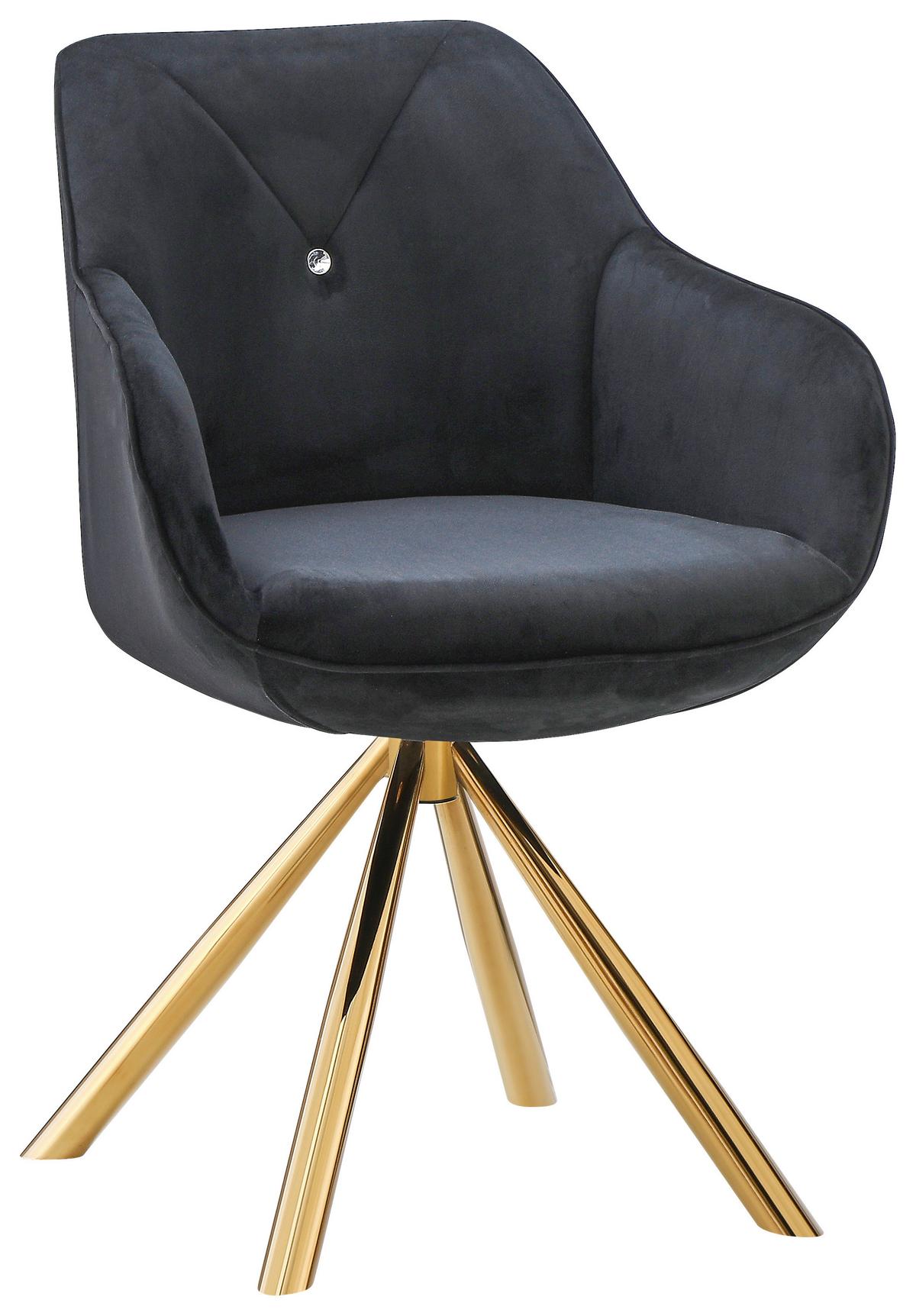 Scaun cu brate RELAX -GOLD - auriu/negru, Lifestyle, metal/textil (60/84/61cm) - Premium Living