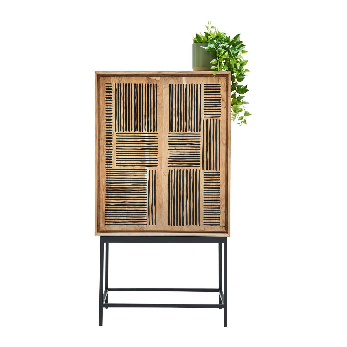 Highboard Tarim Schwarz/Akaziefarben - Schwarz/Akaziefarben, LIFESTYLE, Holz/Metall (80/150/40cm) - Mömax