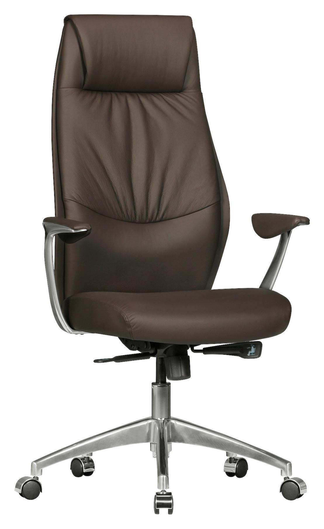 Pisarniški Stol Oxford 1 - srebrne barve/rjava, Moderno, kovina/umetna masa (67/117/58cm) - MID.YOU