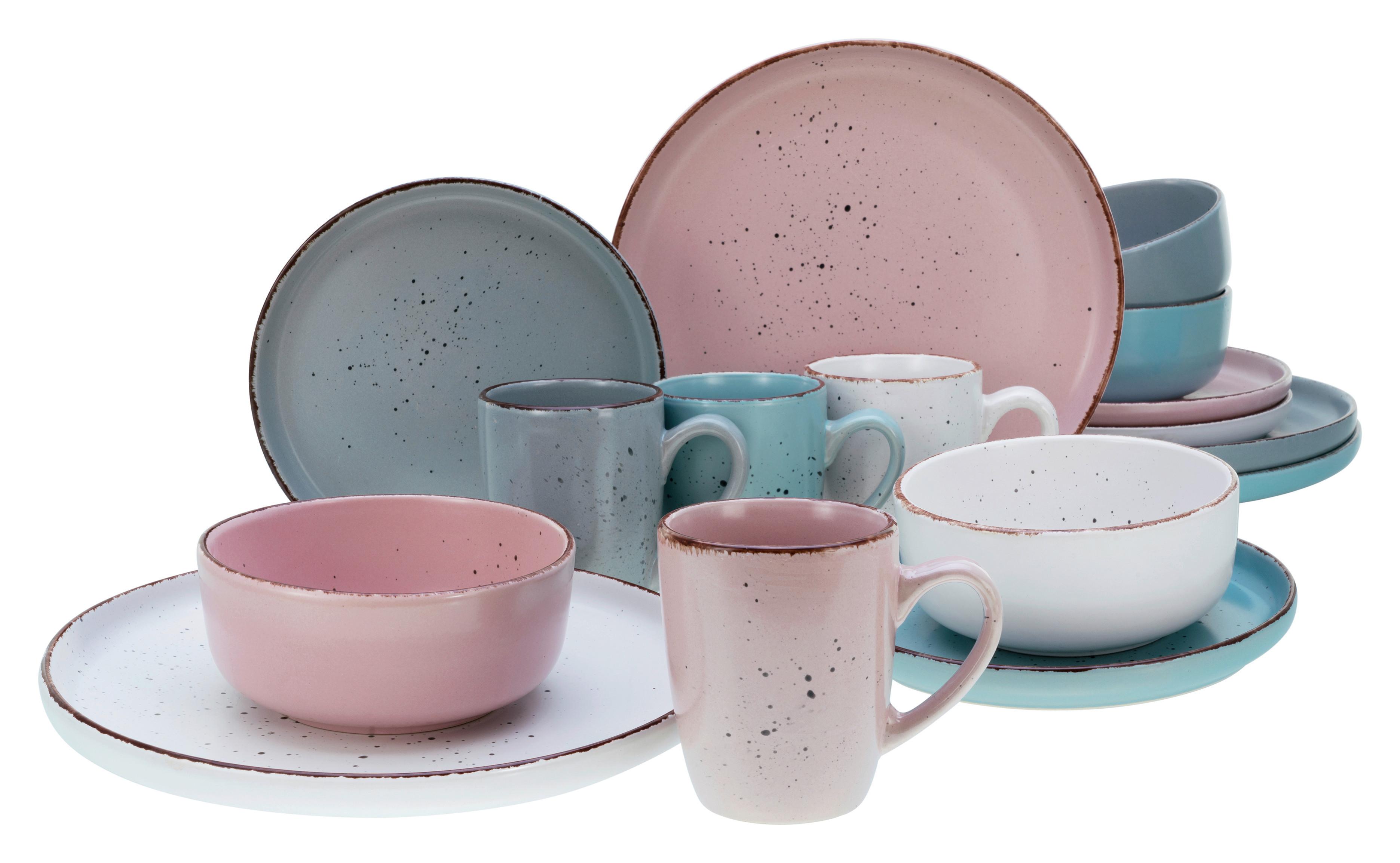 Kombinirani Servis Modern Fashion, 16-Delni - temno roza/modra, keramika - Creatable