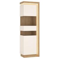 Vitrină LYON HELL - culoare lemn stejar/alb lucios intens, Trend, sticlă/material pe bază de lemn (59,7/198,1/42cm) - Modern Living