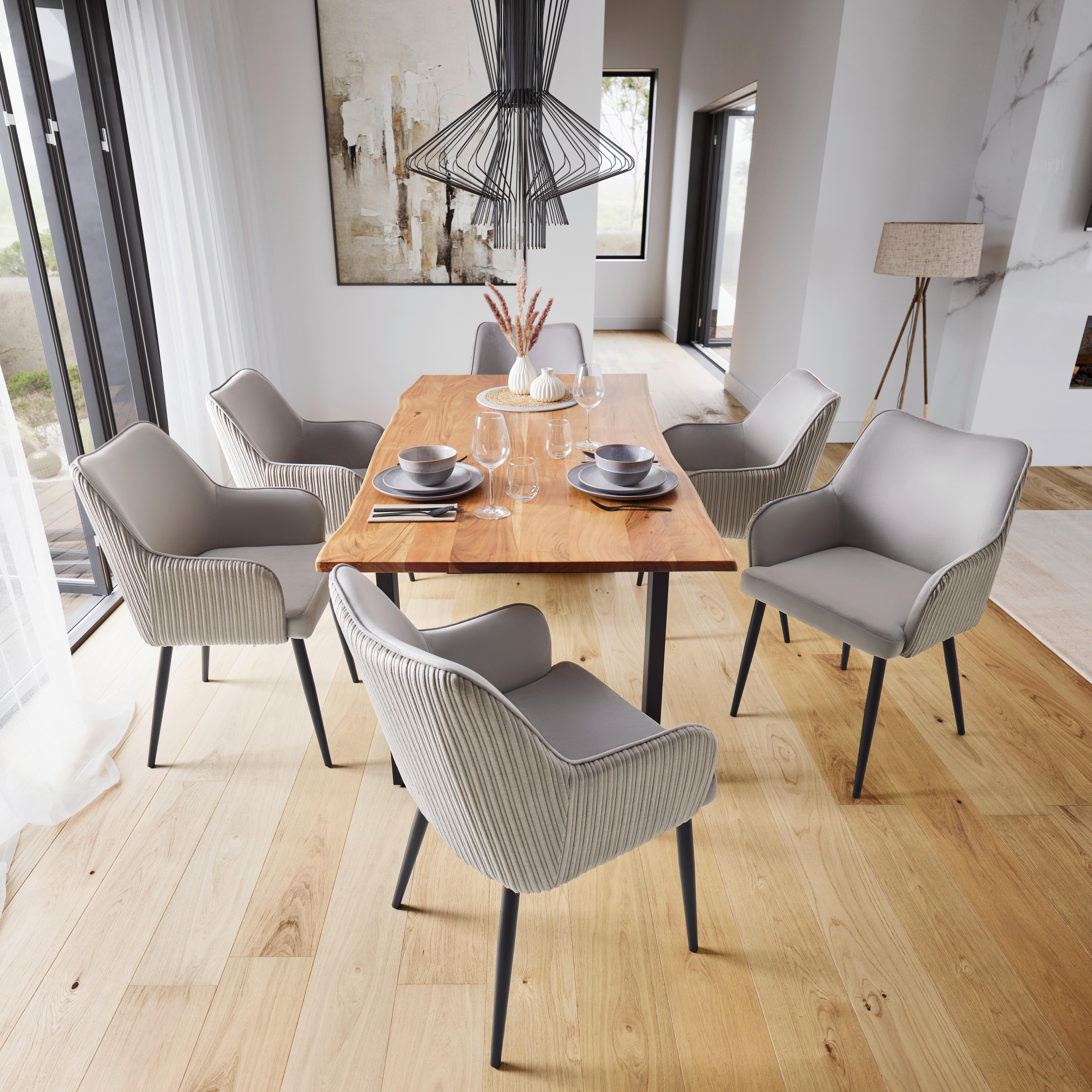 Esstisch Holz, massiv ''Malmo'' ca.180x90 cm, Akazie - Schwarz/Akaziefarben, Modern, Holz/Metall (180/90/76cm) - Bessagi Home
