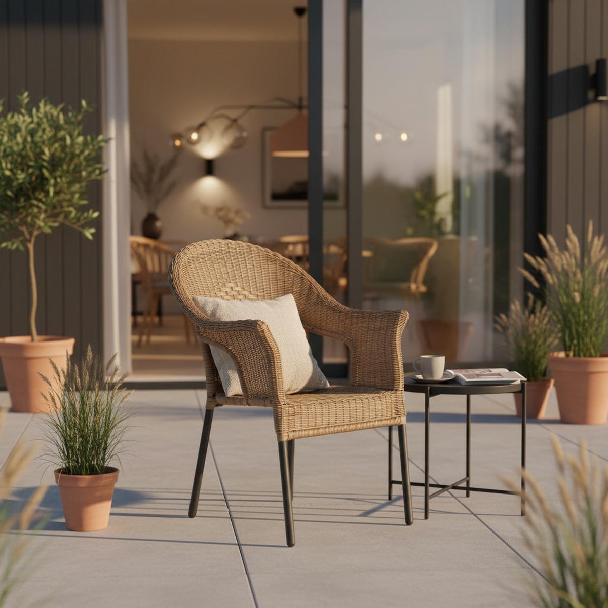 Set Vrtnih Stolov Ravenna, Naravne Barve, 2 Kos - barve grafita/naravne barve, Romantika, kovina/umetna masa (67/87/61cm) - Gardenson