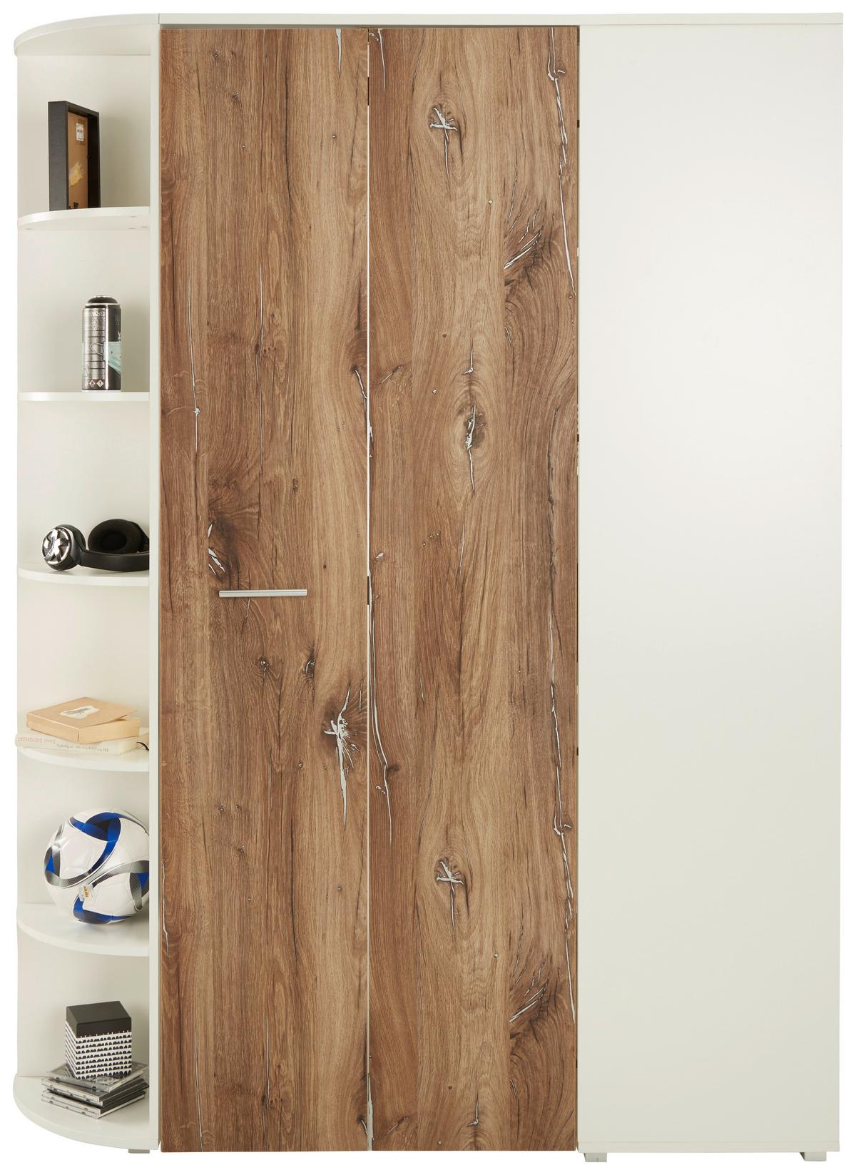 Eckschrank Young Eichefarben - Eichefarben/Alufarben, KONVENTIONELL, Holzwerkstoff/Kunststoff (124/198/148cm) - Mömax