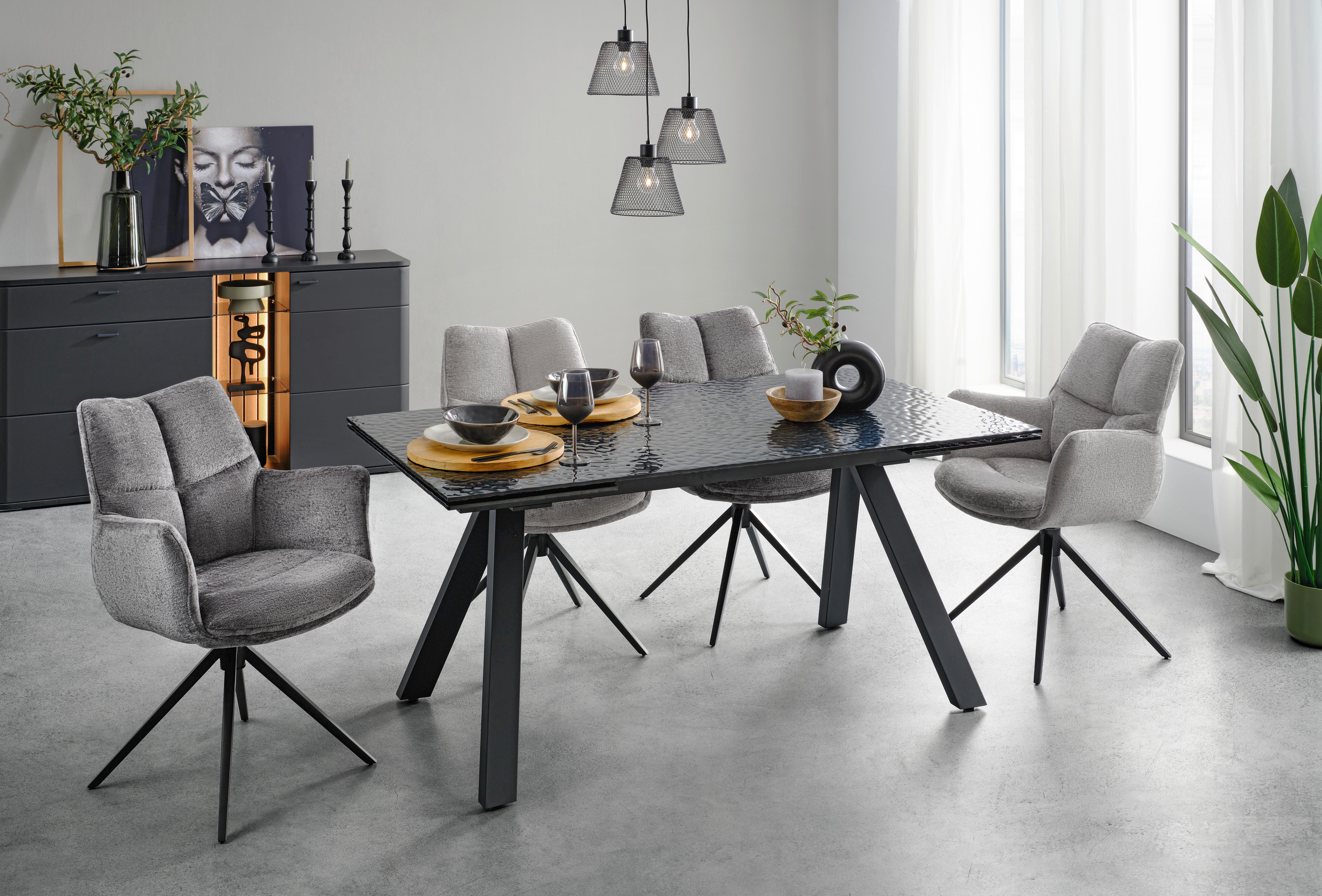 STOL MED ARMSTÖD LUCIA - grå/svart, Lifestyle, metall/textil (62/90/64cm) - Premium Living
