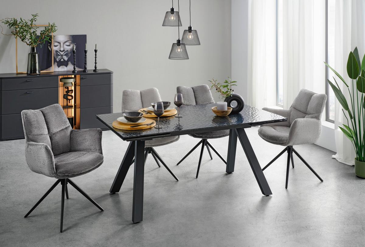 Armlehnstuhl Lucia Graphitfarben - Anthrazit/Graphitfarben, Lifestyle, Textil/Metall (62/90/64cm) - Premium Living