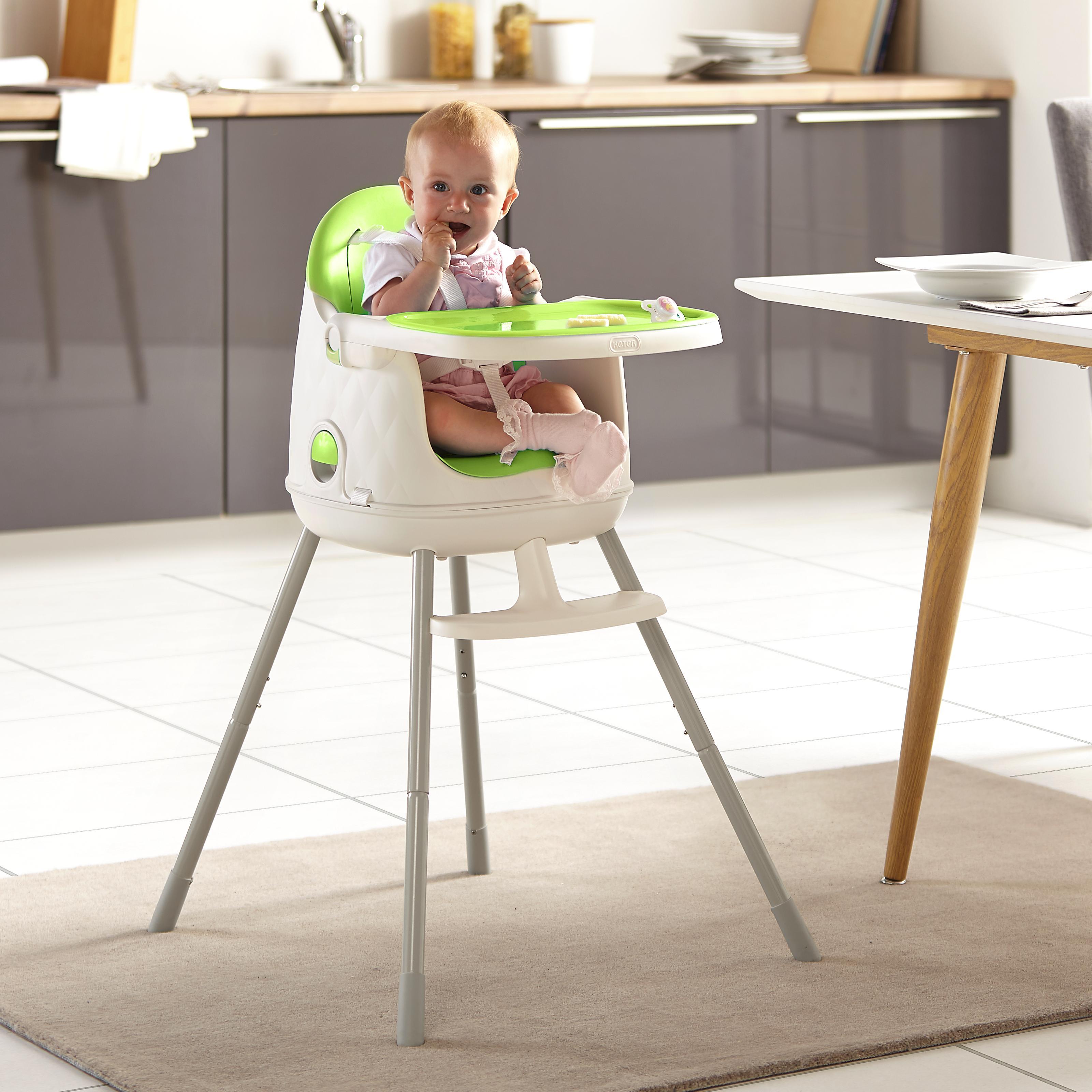 3-in-1 Hochstuhl Trixie KETER - Weiß/Grün, MODERN, Kunststoff (64/60/90cm) - Bessagi Kids