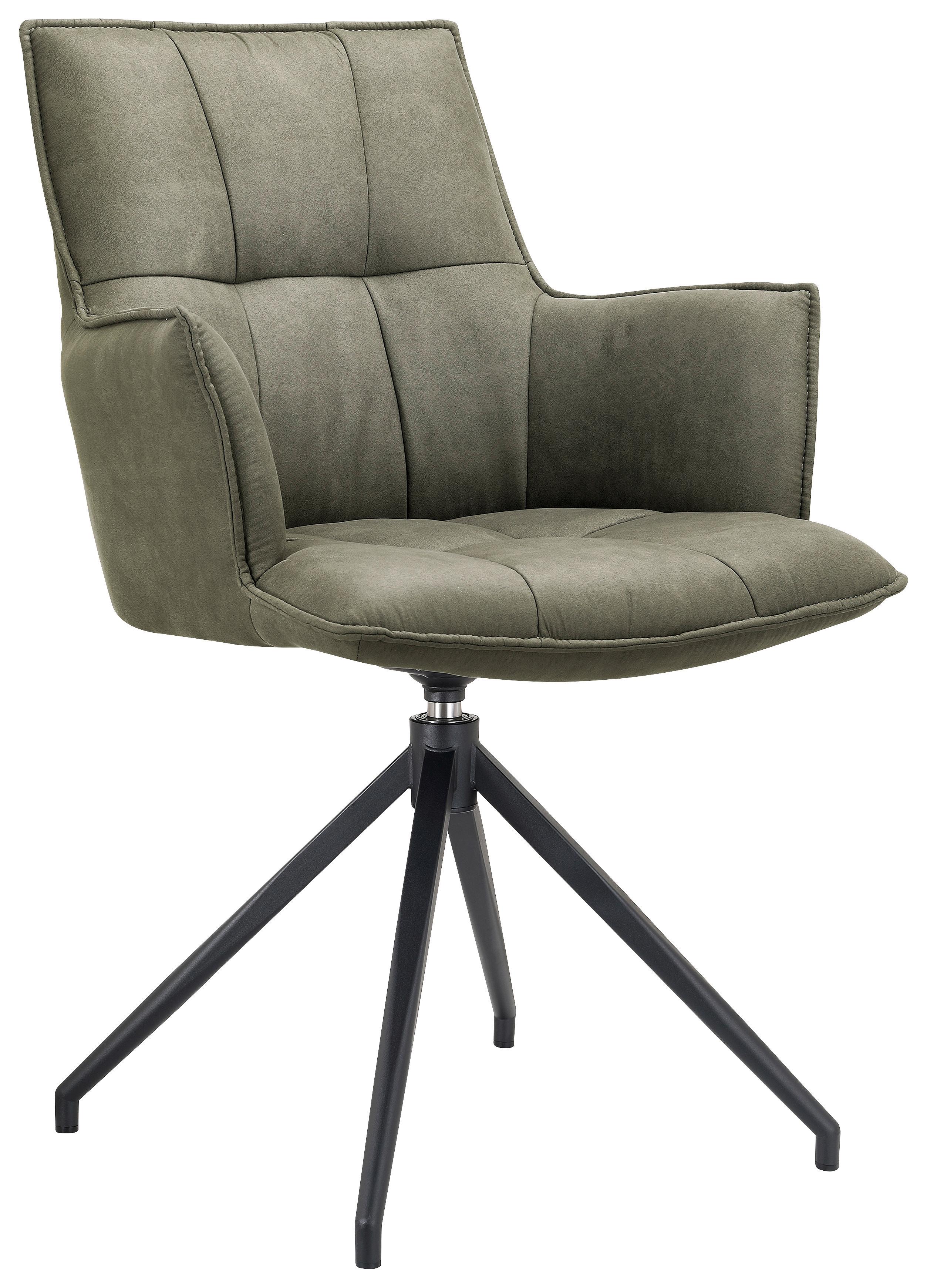 KRZESŁO Z PODŁOKIETNIKAMI OSAKA - czarny/oliwkowa zieleń, Design, metal/tkanina (59/89,5/63cm) - Novel