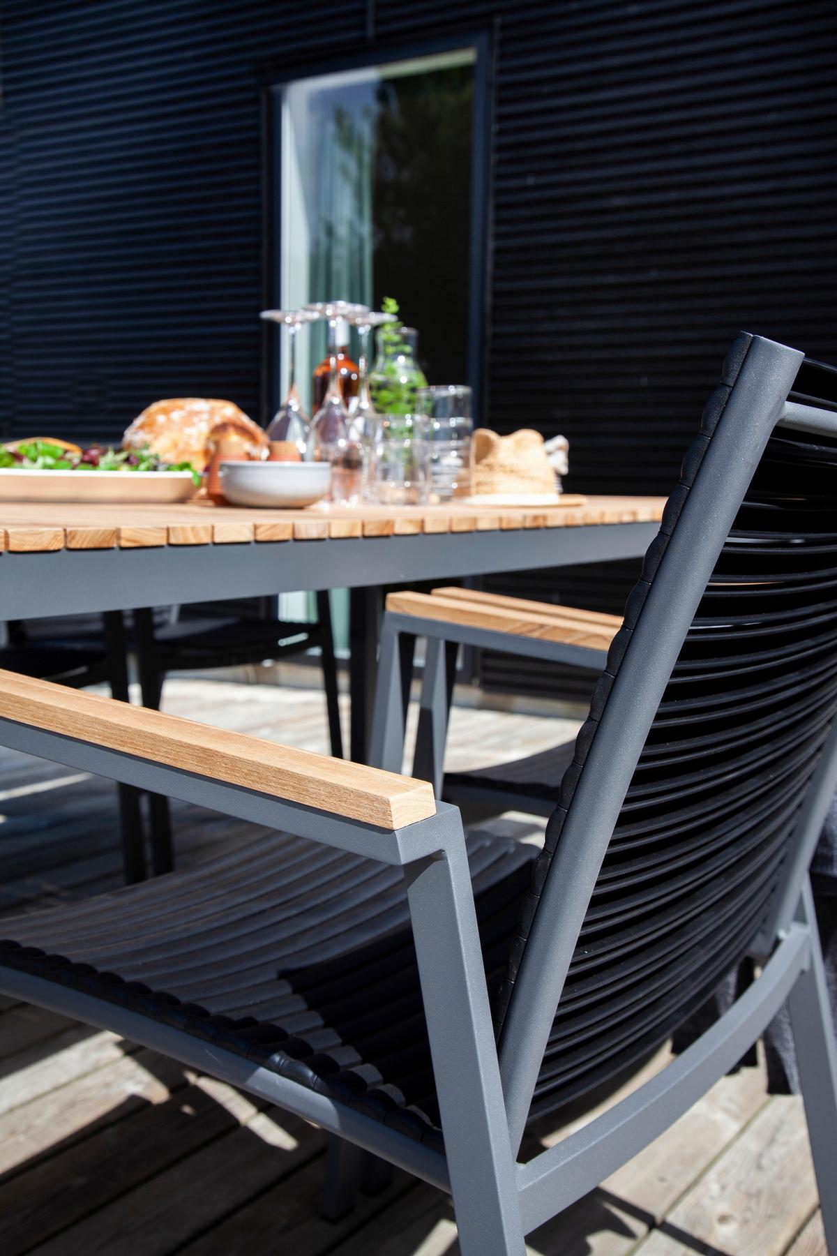 Gartentisch Mood Extreme Anthrazit/Teak - Anthrazit/Teakfarben, Natur, Holz/Metall (209/100/74cm) - Gardenson