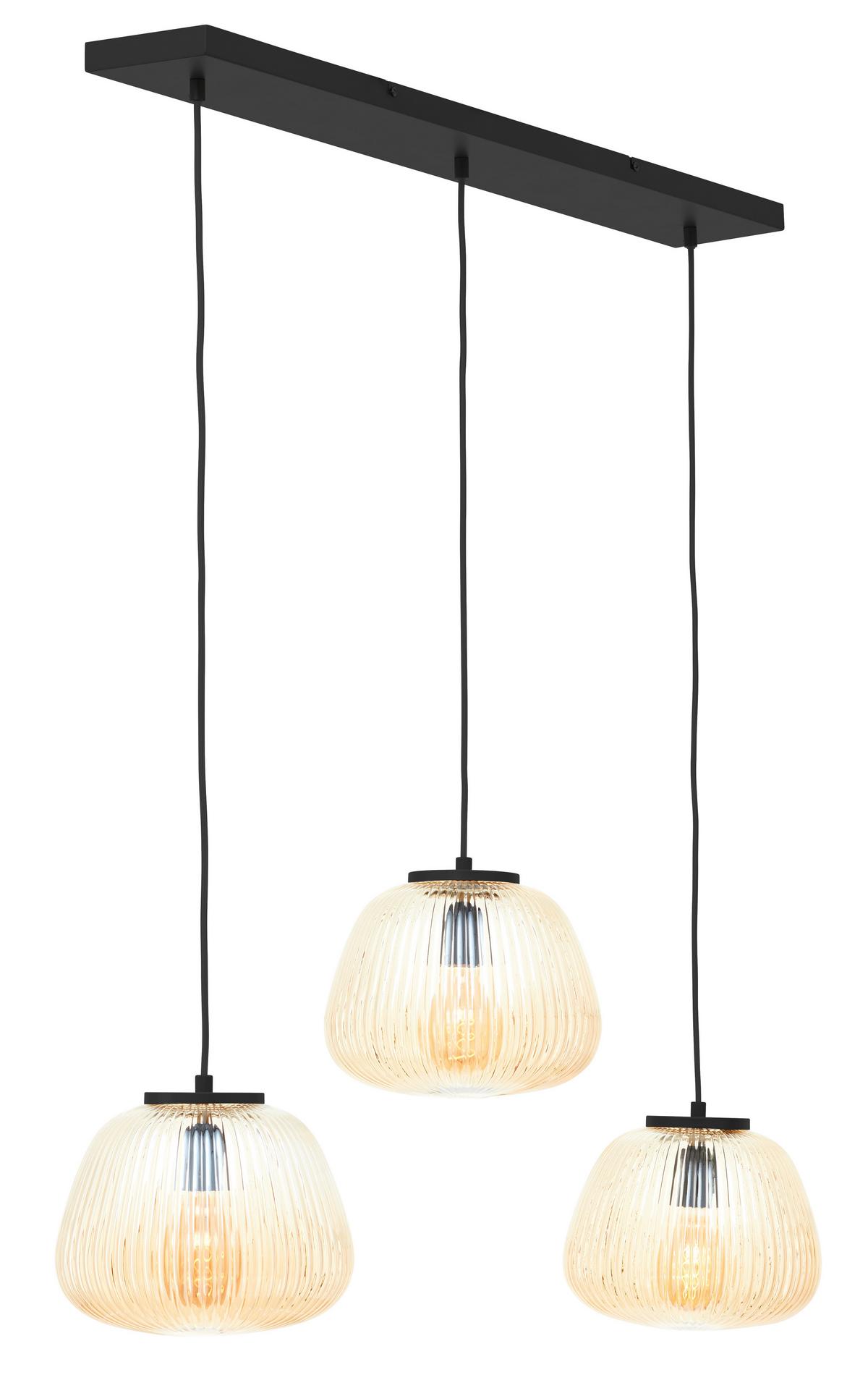 Hängeleuchte Kaizen Bernsteinfarben max. 40 Watt - Bernsteinfarben, Basics, Glas/Metall (95/25/150cm) - Brilliant