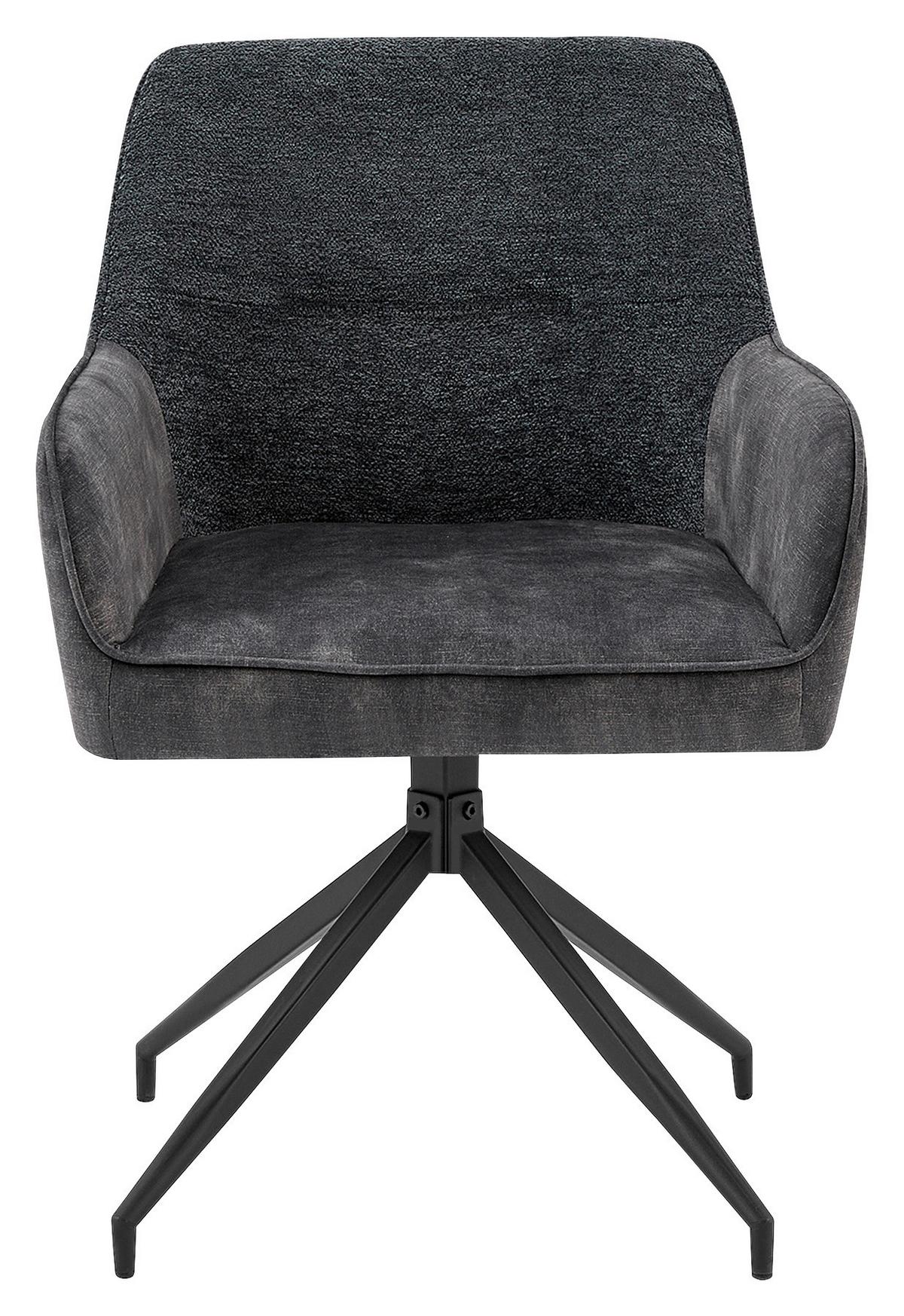 Stuhlset JACKY Anthrazit, Samt - Anthrazit/Schwarz, MODERN, Textil/Metall (62/87/56cm) - MID.YOU