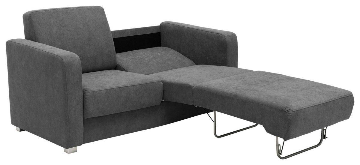 Schlafsofa Mia Anthrazit Mikrofaser - Chromfarben/Anthrazit, Basics, Kunststoff/Textil (159/88/87cm) - Livetastic