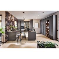 Einbauküche Softline o. Geräte Braun - Dunkelgrau/Schwarz, MODERN, Holzwerkstoff (324/306cm) - Nobilia