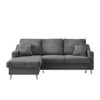 Ecksofa Valentina Grau Cord - Naturfarben/Grau, Design, Holz/Textil (150/228cm) - P & B