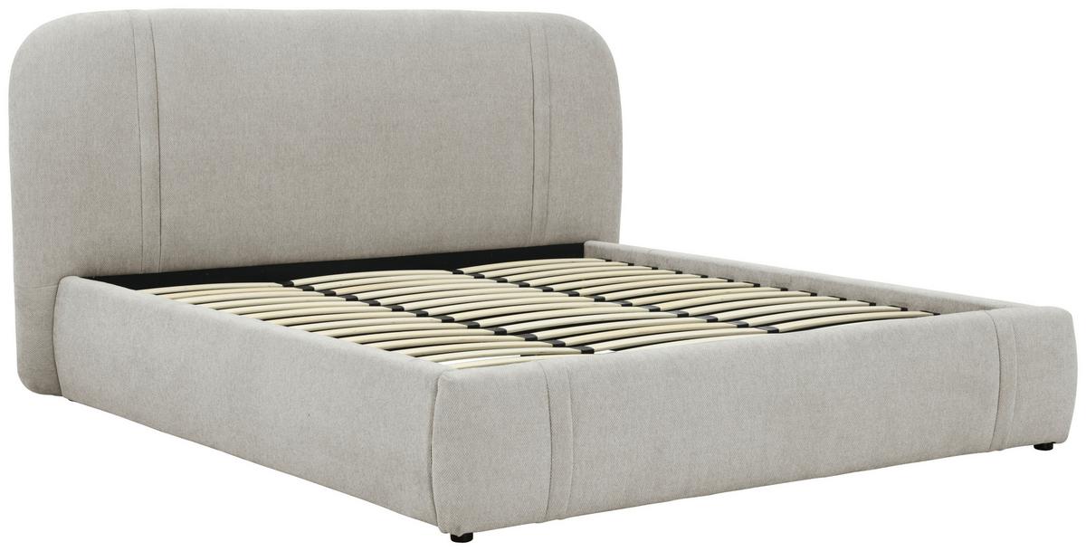 Oblazinjena Postelja Leo, Rjavosiva, 180x200cm - rjavosiva/črna, Design, kovina/umetna masa (218/114/224cm) - MID.YOU