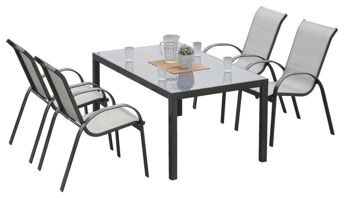 GARTENSET AMALFI - Graphitfarben/Braun, MODERN, Kunststoff/Metall - Gardenson