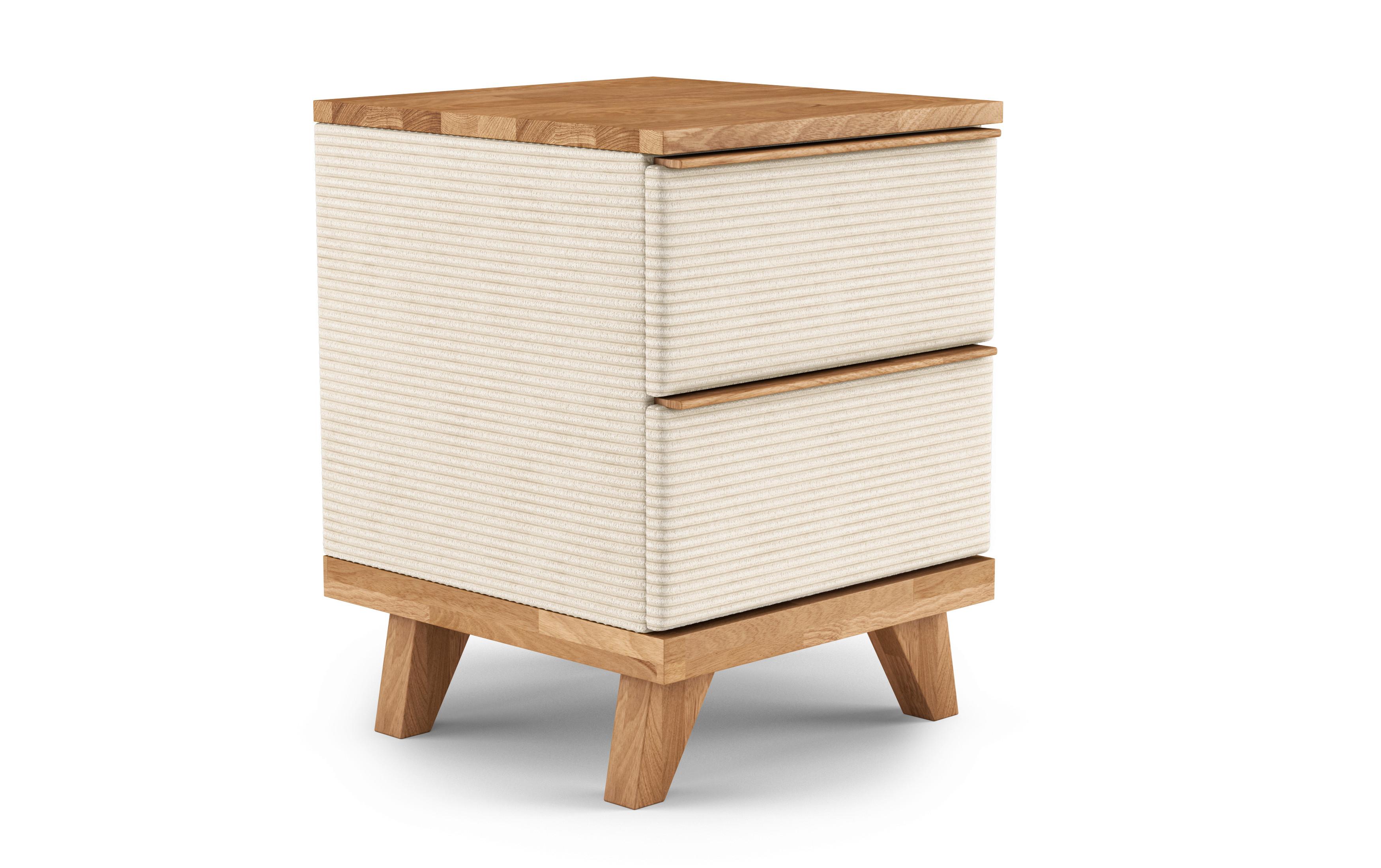 Éjjeliszekrény Emily - bézs/fehér, Modern, faalapú anyag/textil (46/59/44cm)