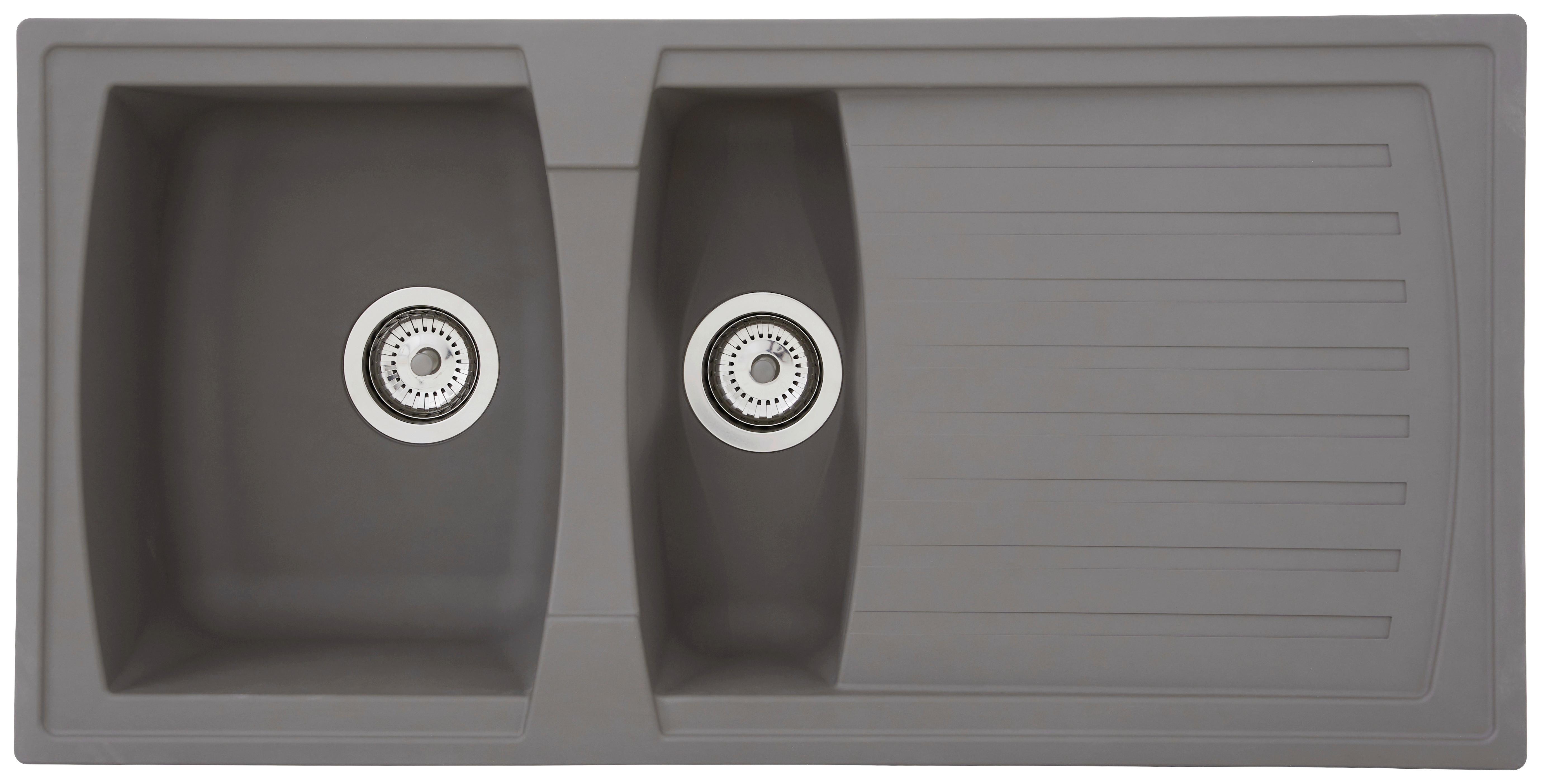 Einbauspüle Boston ca. 100x20x50 cm Grau - Grau, Trend, Glas/Kunststoff (100/20/50cm) - Respekta