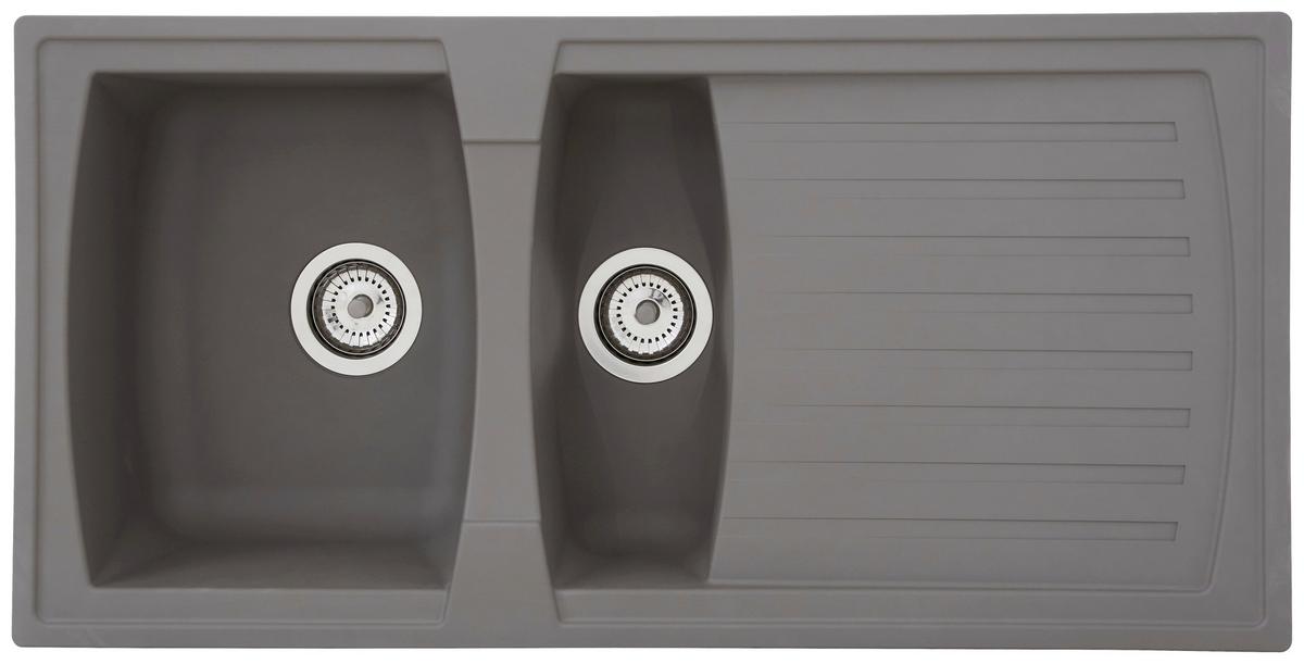 Einbauspüle Boston ca. 100x20x50 cm Grau - Grau, Trend, Glas/Kunststoff (100/20/50cm) - Respekta