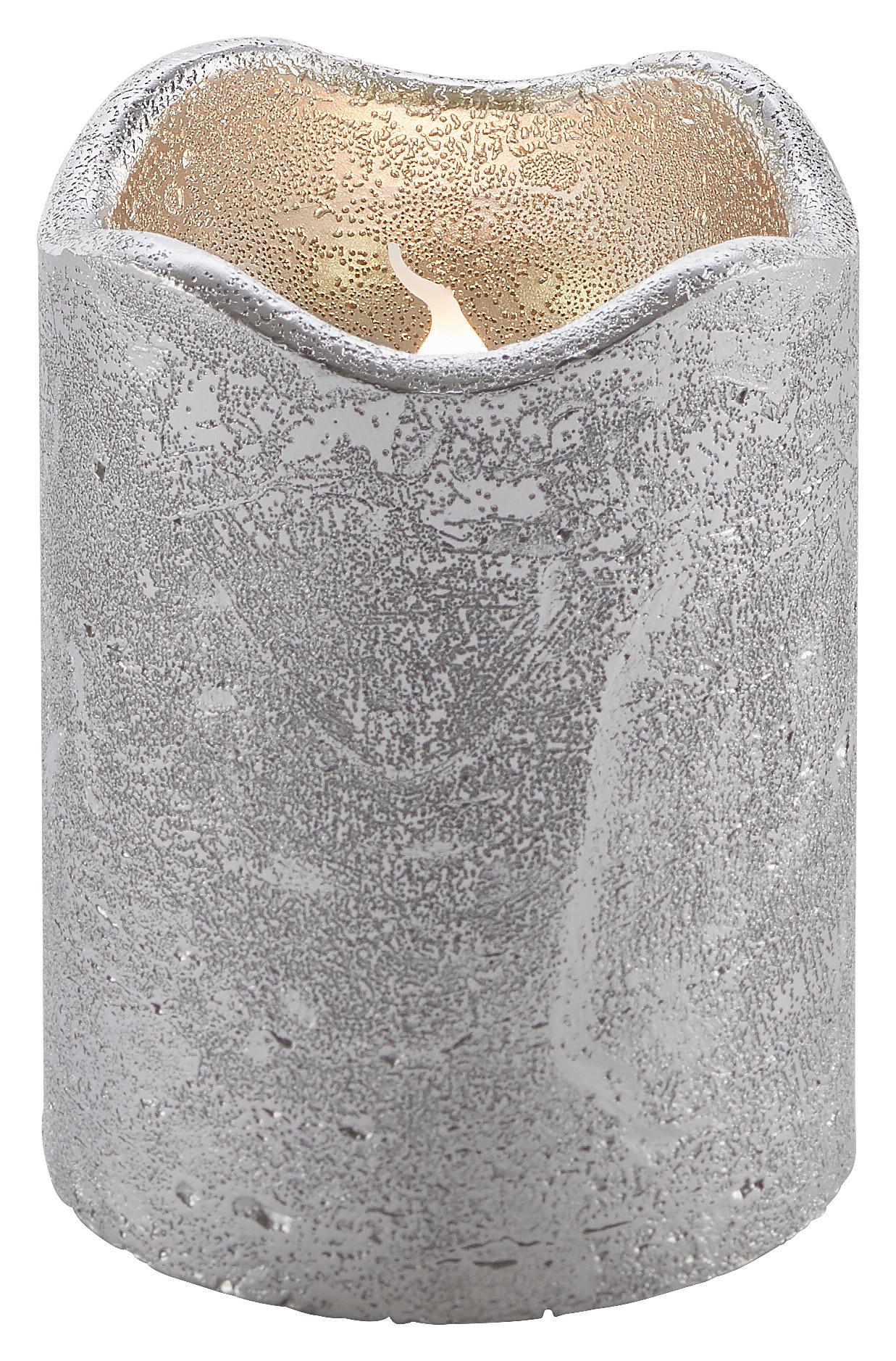 ŚWIECA LED LOA - kolor srebrny, Modern, materiały naturalne (9cm)