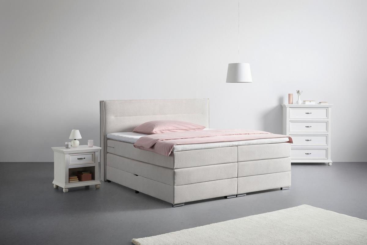 lit boxspring in Grau ca. 160x200cm - gris/couleur zinc, Konventionell, textile/bois (160/200cm) - Premium Living