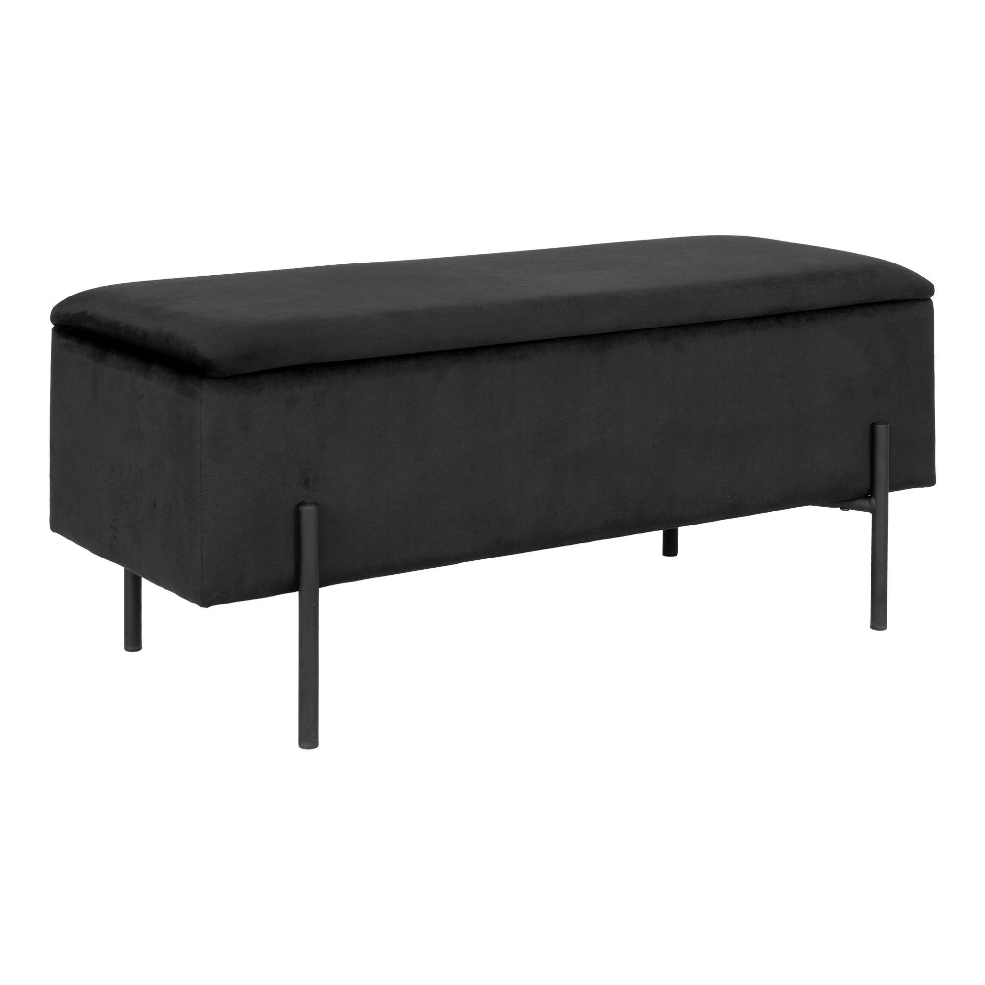 Truhenbank Watford Schwarz Samt - Schwarz, Design, Textil/Metall (95/43/36,5cm) - MID.YOU