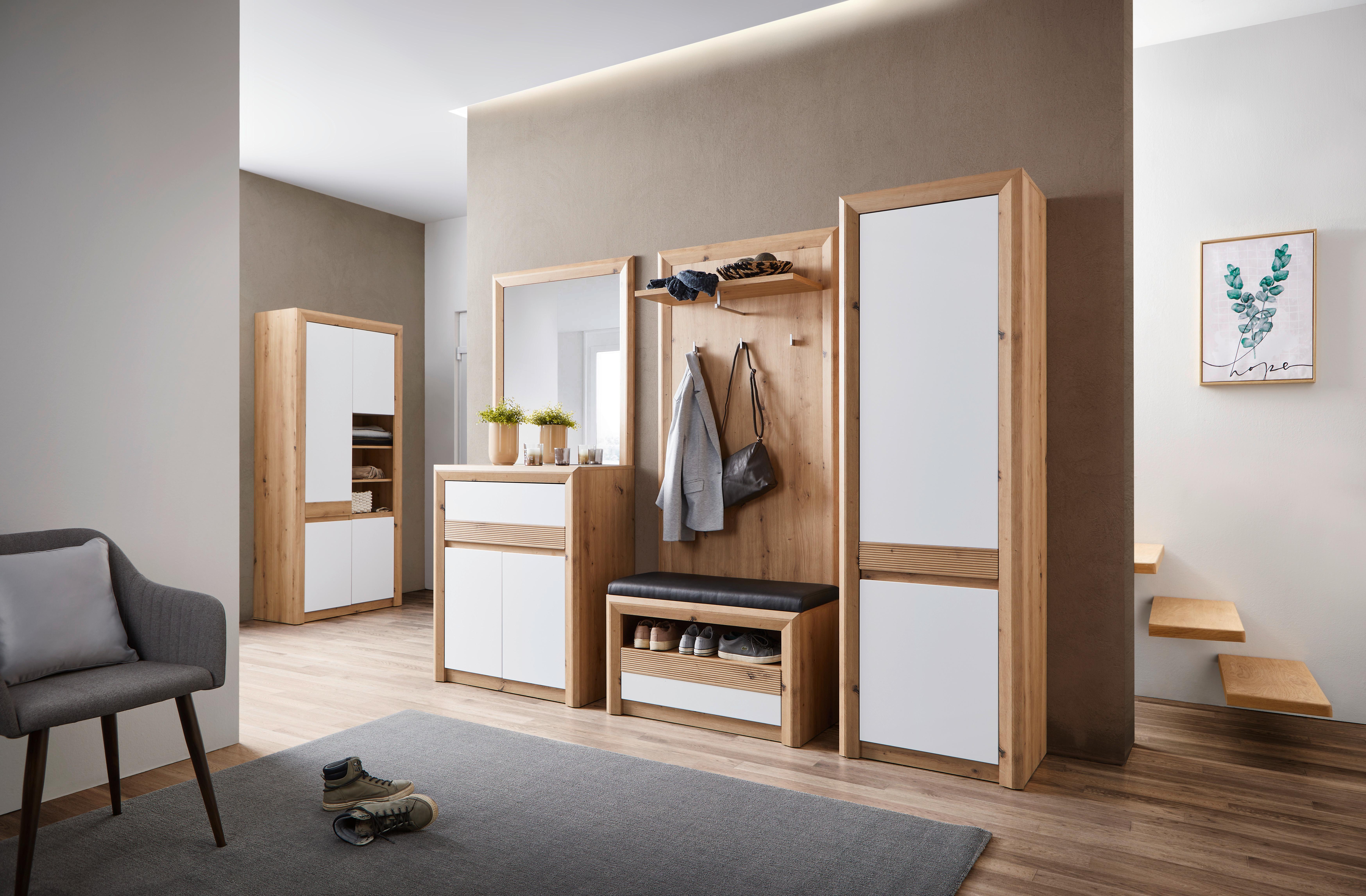 Garderobna Klop Kashmir New, Barva Hrasta - barve hrasta/bela, Moderno (84/47/41cm) - Zandiara