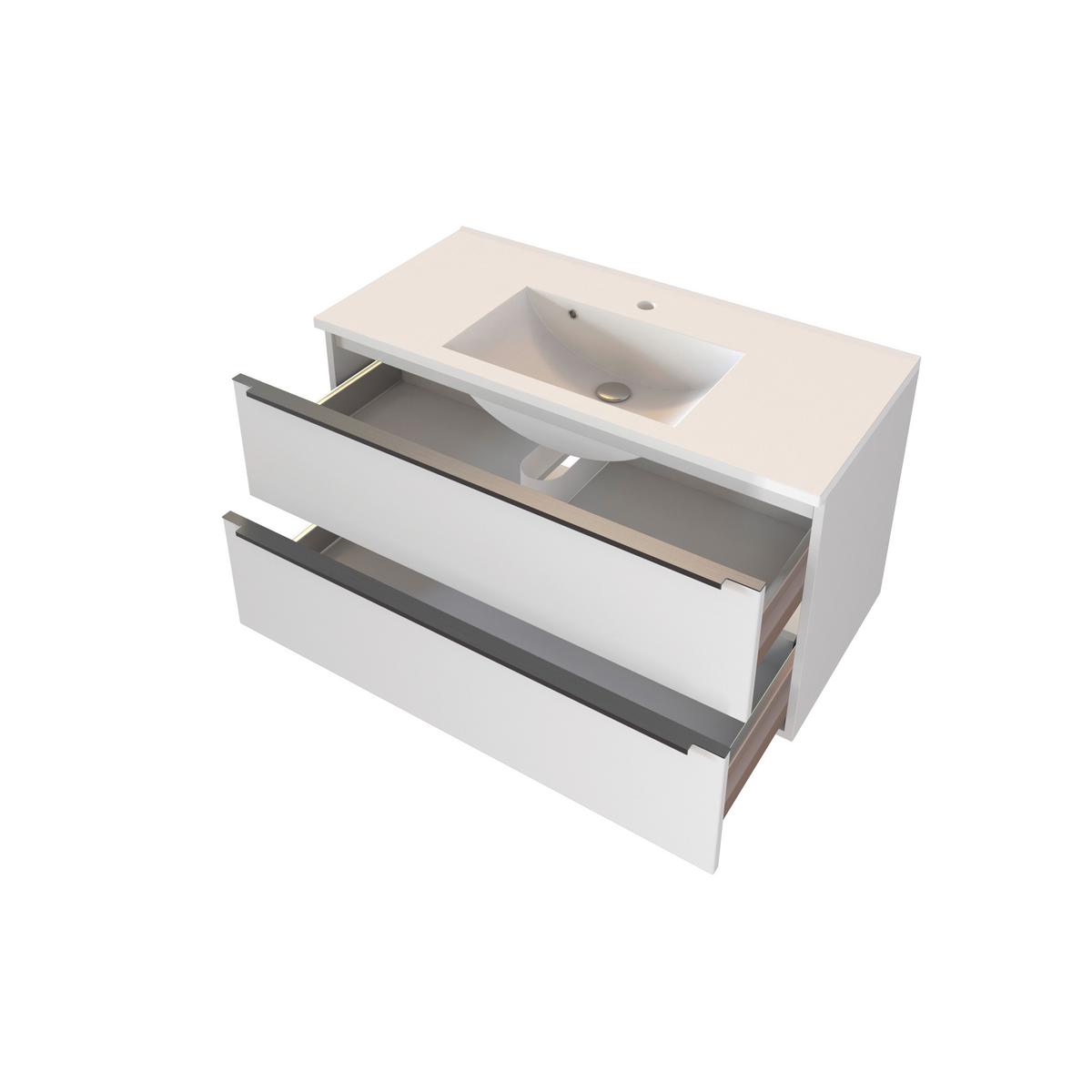 SZAFKA Z UMYWALKĄ GARDA - biały, Konventionell, kamień/materiał drewnopochodny (100cm) - Xora