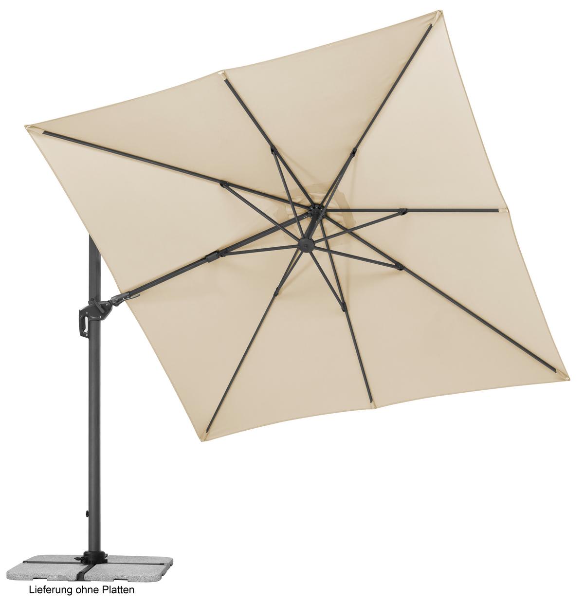 Ampelschirm Rhodos ca. 358x263 x300 cm Naturfarben - Anthrazit/Naturfarben, Basics, Textil/Metall (358/263/300cm) - Schneider