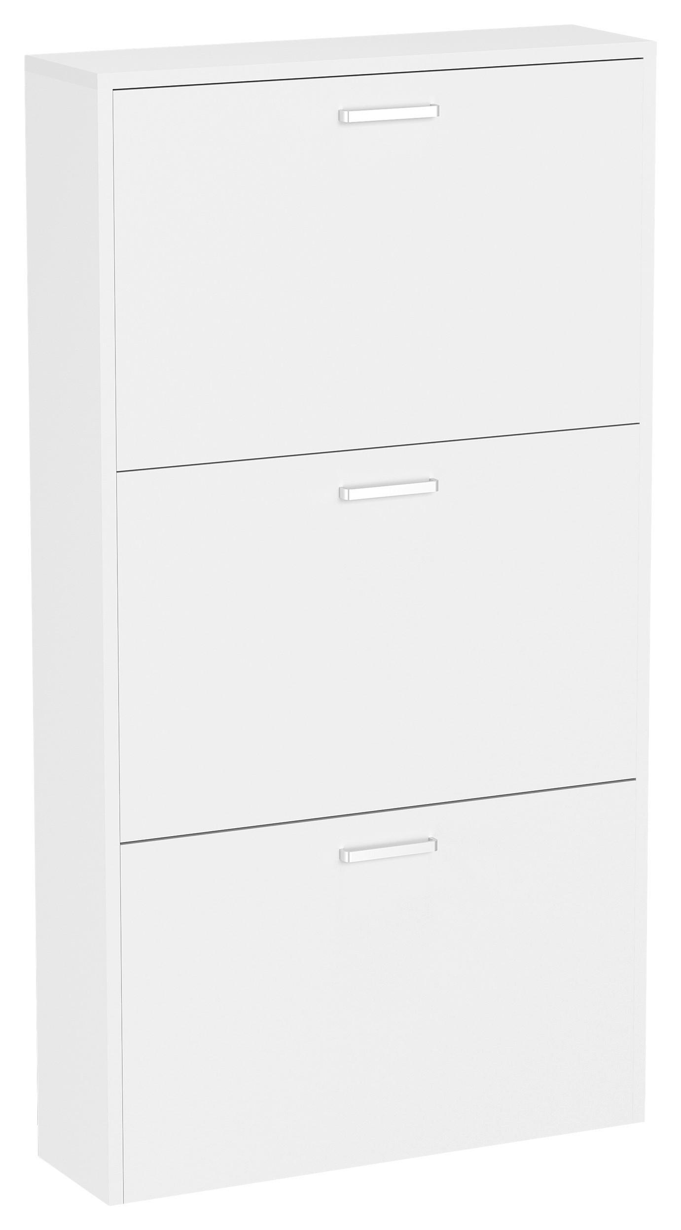 SCHUHSCHRANK SULOS M - Weiss/Silberfarben, Design, Holzwerkstoff/Kunststoff (58,5/108/17cm) - MID.YOU