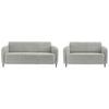 Sitzgarnitur Marone Hellgrau Teddystoff - Hellgrau/Schwarz, MODERN, Textil/Metall (180/76/90cm) - Livetastic