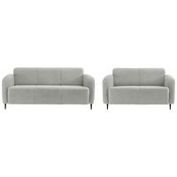 Sitzgarnitur Marone Hellgrau Teddystoff - Hellgrau/Schwarz, MODERN, Textil/Metall (180/76/90cm) - Livetastic