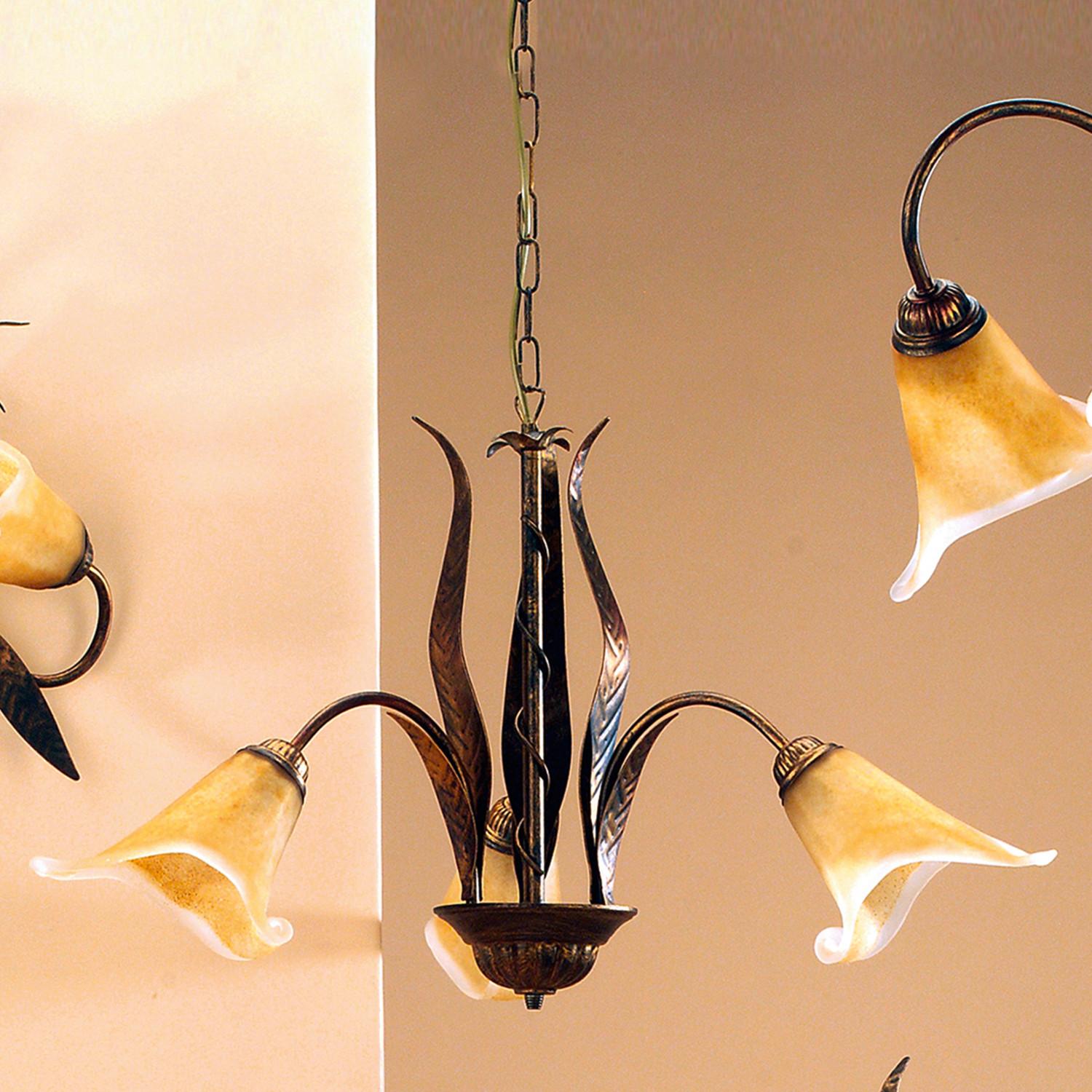 Kronleuchter Alga Bronzefarben max. 22 Watt - Bronzefarben, KONVENTIONELL, Glas/Metall (65/65/100cm)
