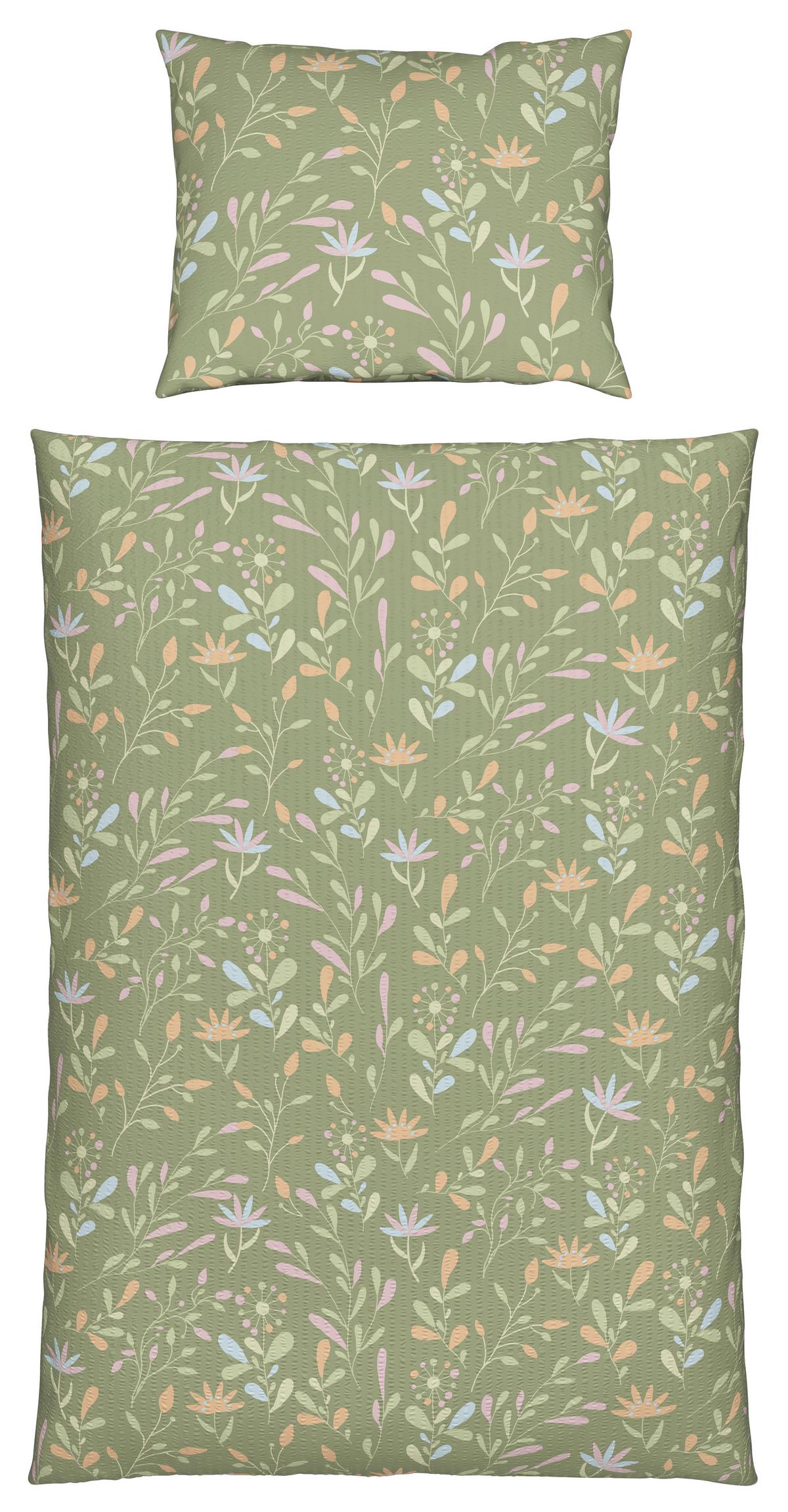 Bettwäsche Marina XL Grün ca. 140x220cm - Grün, KONVENTIONELL, Textil (140/220cm) - Mömax