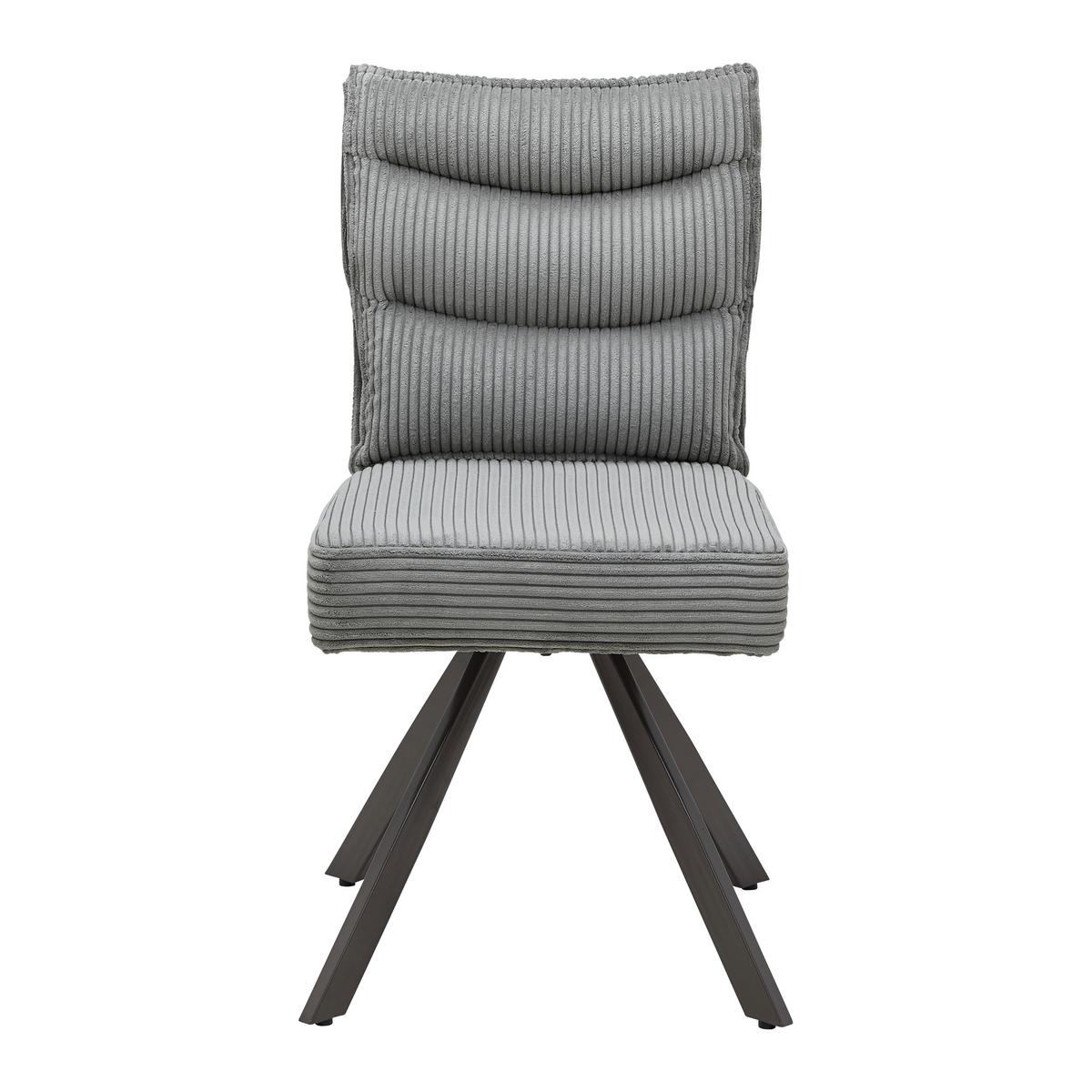 Stol Fina, Siva, Rebrasti Žamet - temno siva/siva, Moderno, kovina/tekstil (49/91/64cm) - Bessagi Home