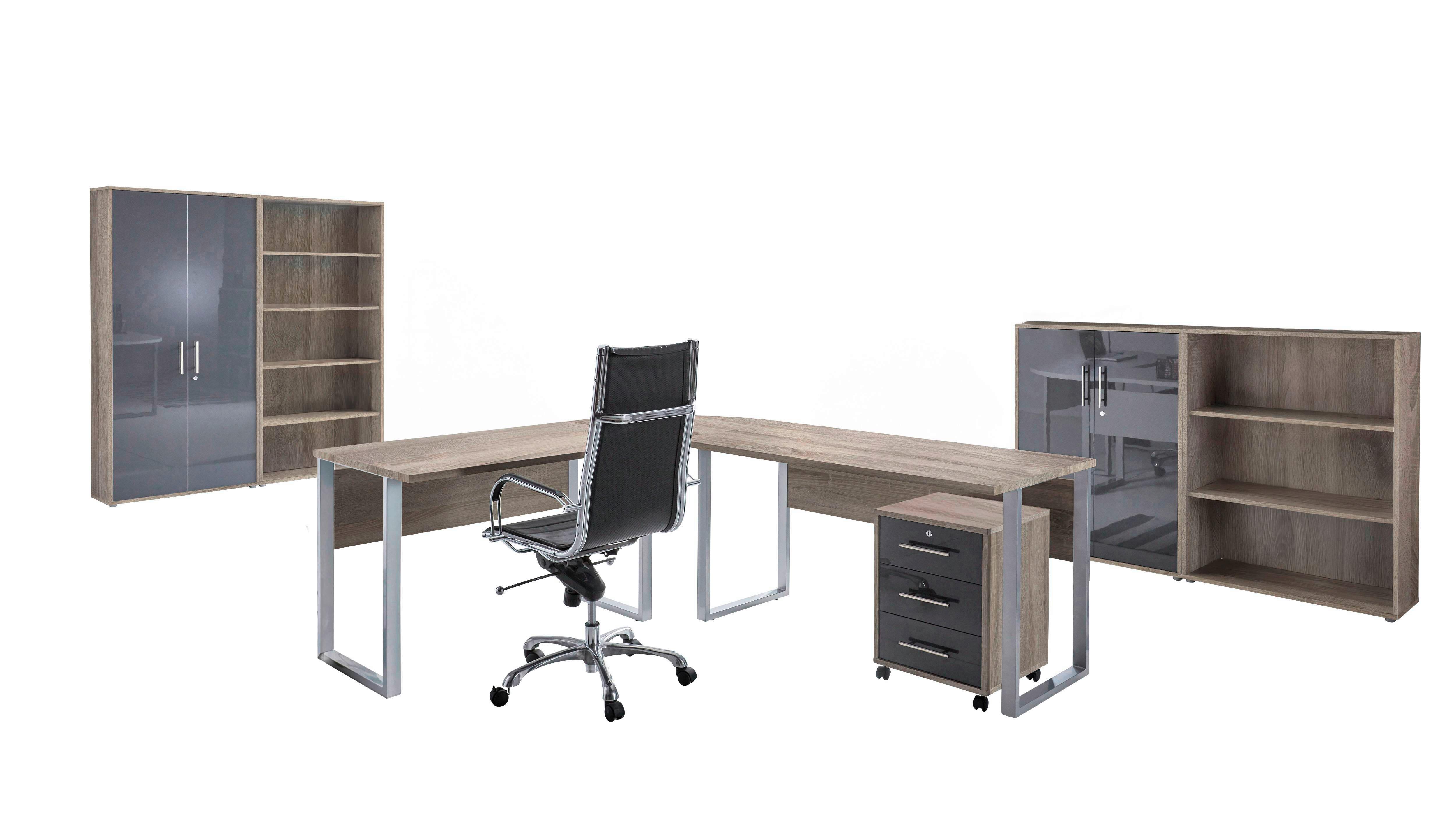 Büro Office Edition Set 1 Sonoma Eiche/Anthrazit - Anthrazit Hochglanz/Sonoma Eiche, MODERN, Holzwerkstoff - MID.YOU