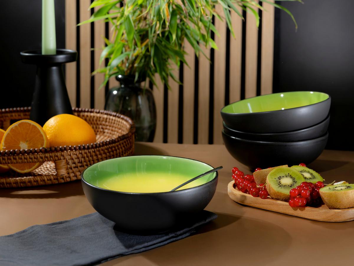 Tálszett 24928 Hot Green Smoothie Bowl - fekete/világossárga, Basics, kerámia (16,5/6cm) - Creatable