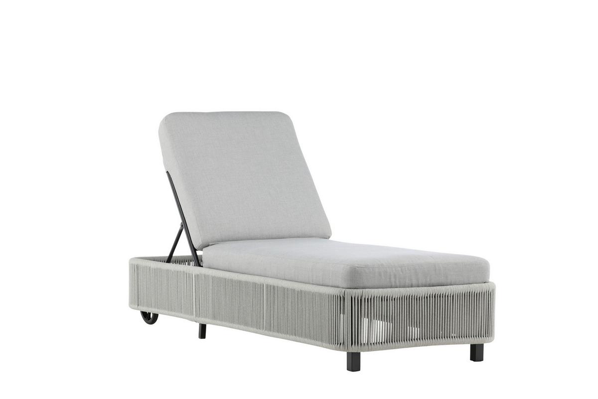 SONNENLIEGE VIRYA - Schwarz/Grau, KONVENTIONELL, Textil/Metall (75/32/205cm) - Gardenson